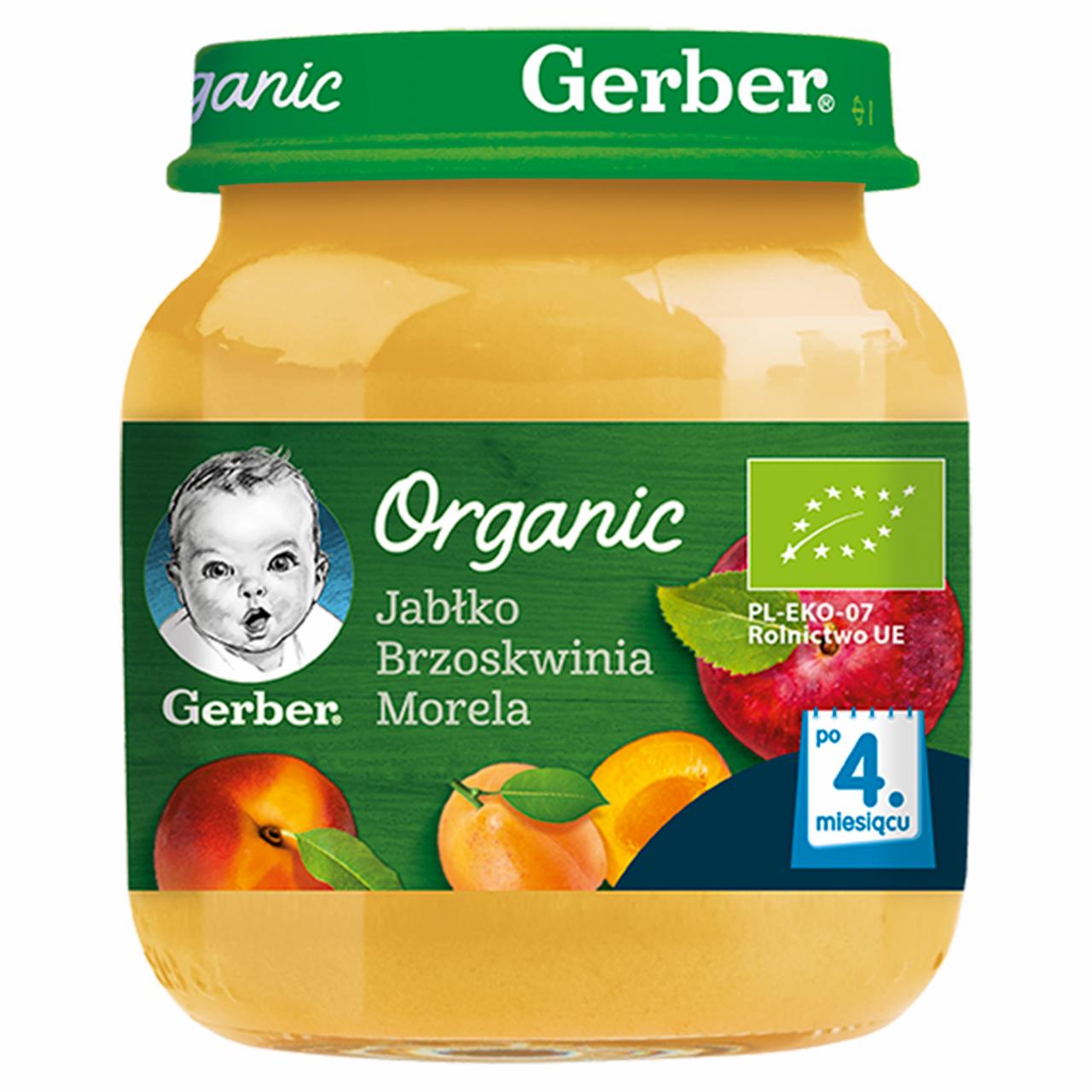 Photo - Gerber Organic Apple Peach Apricot for Babies after 4. Months Onwards 125 g