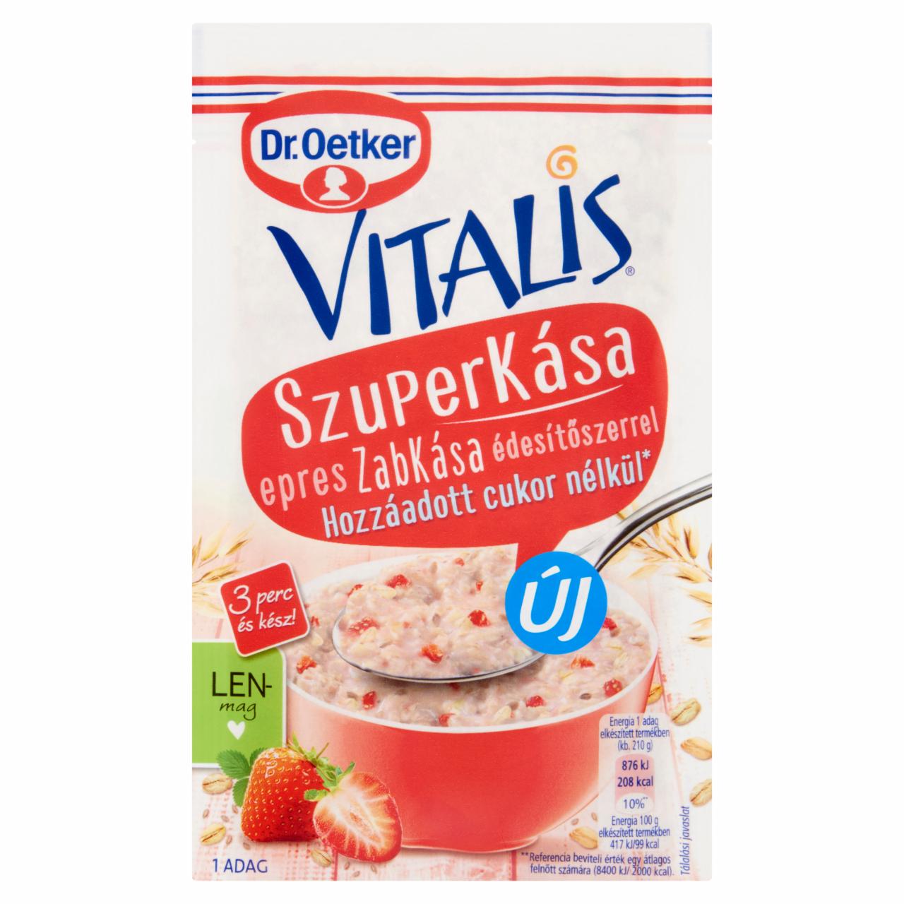 Photo - Dr. Oetker Vitalis Szuperkása Strawberry Porridge Base Powder with Sweetener 60 g