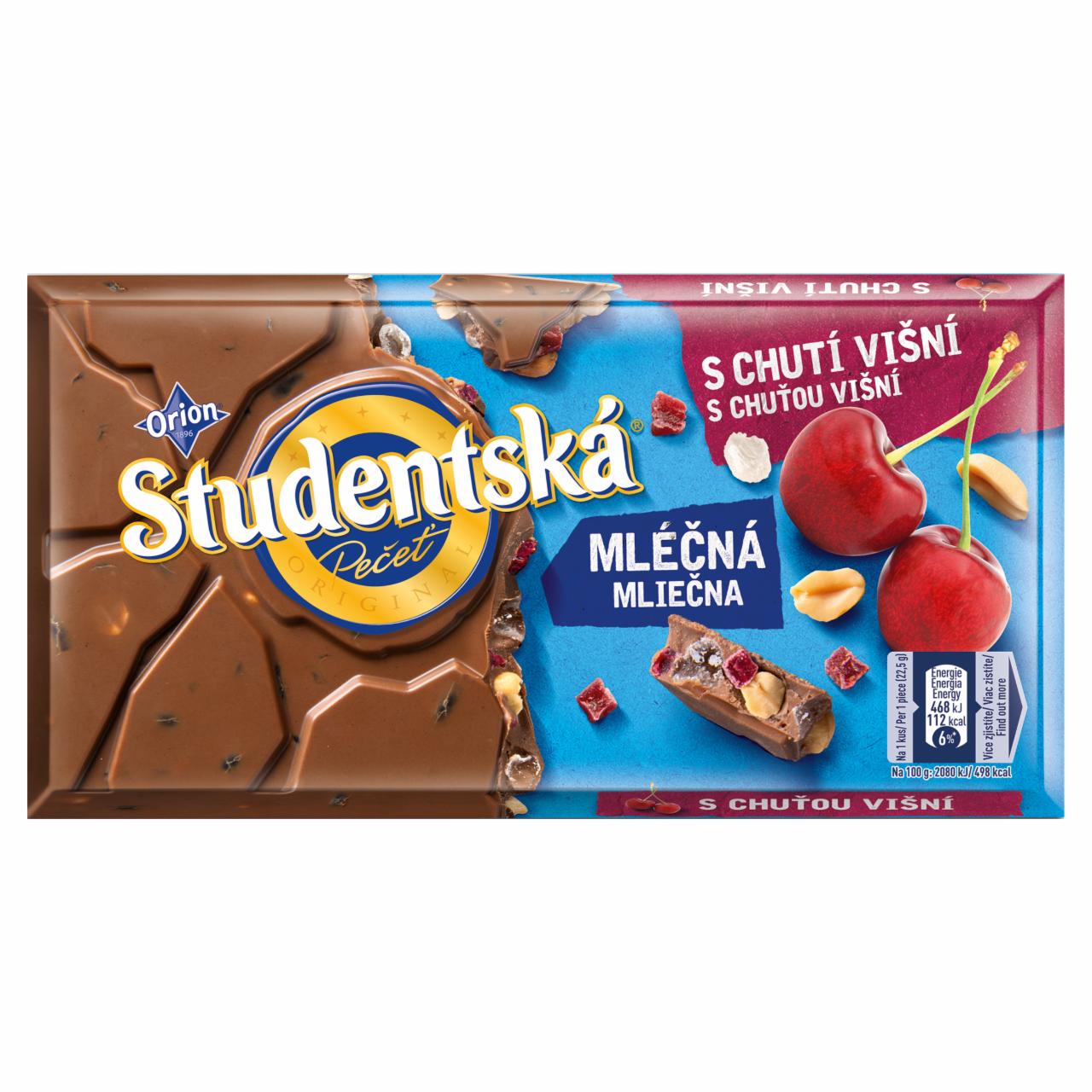 Photo - Orion Studentská Milk Chocolate with Peanuts and Pieces of Cherry Jelly 180 g