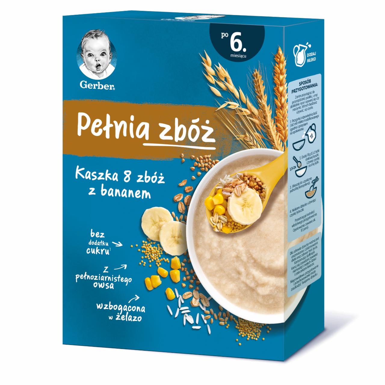 Photo - Gerber Pełnia zbóż 8 Cereals Porridge with Banana for Infants after 6. Months Onwards 180 g