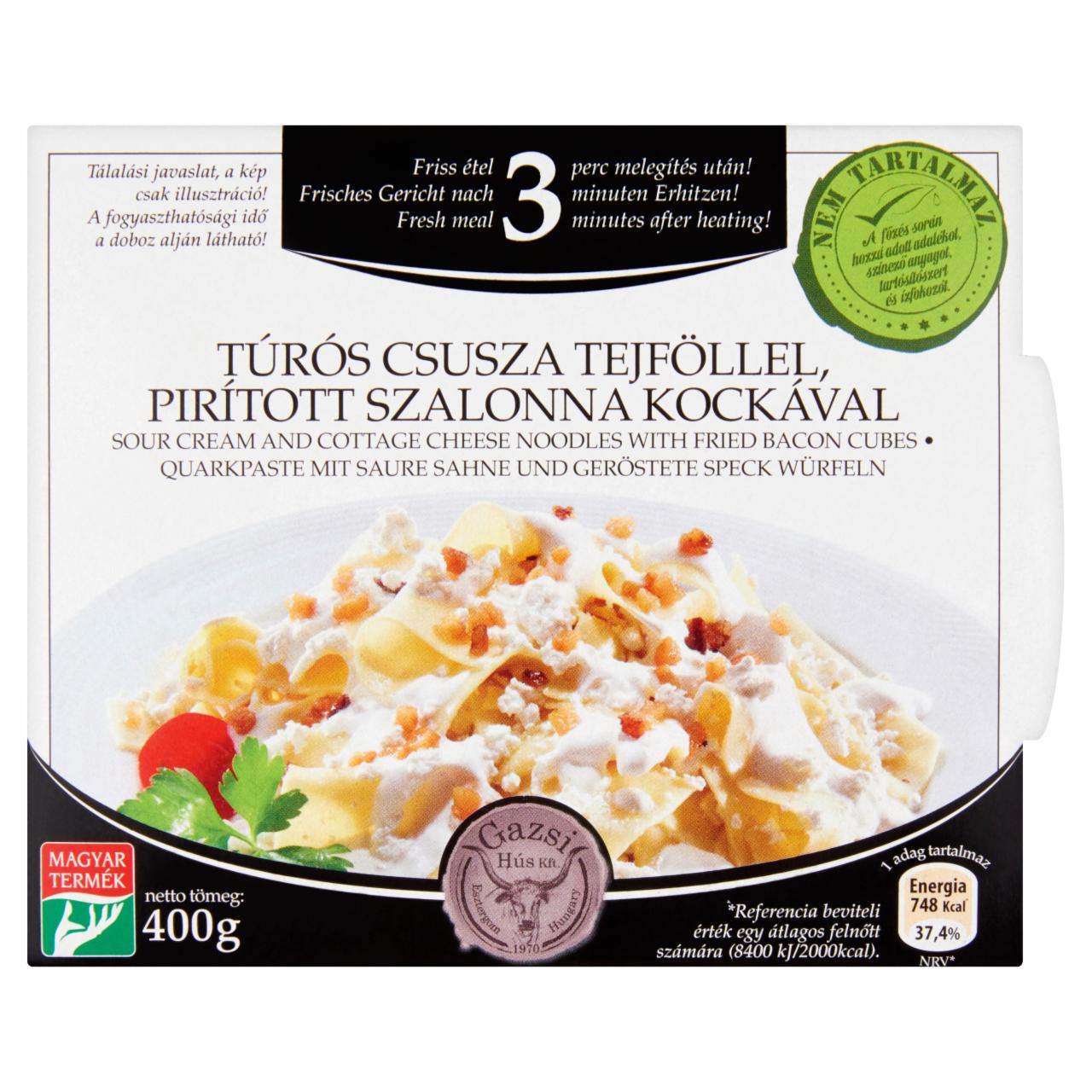 Photo - Gazsi Sour Cream and Cottage Cheese Noodles with Fried Bacon Cubes 400 g