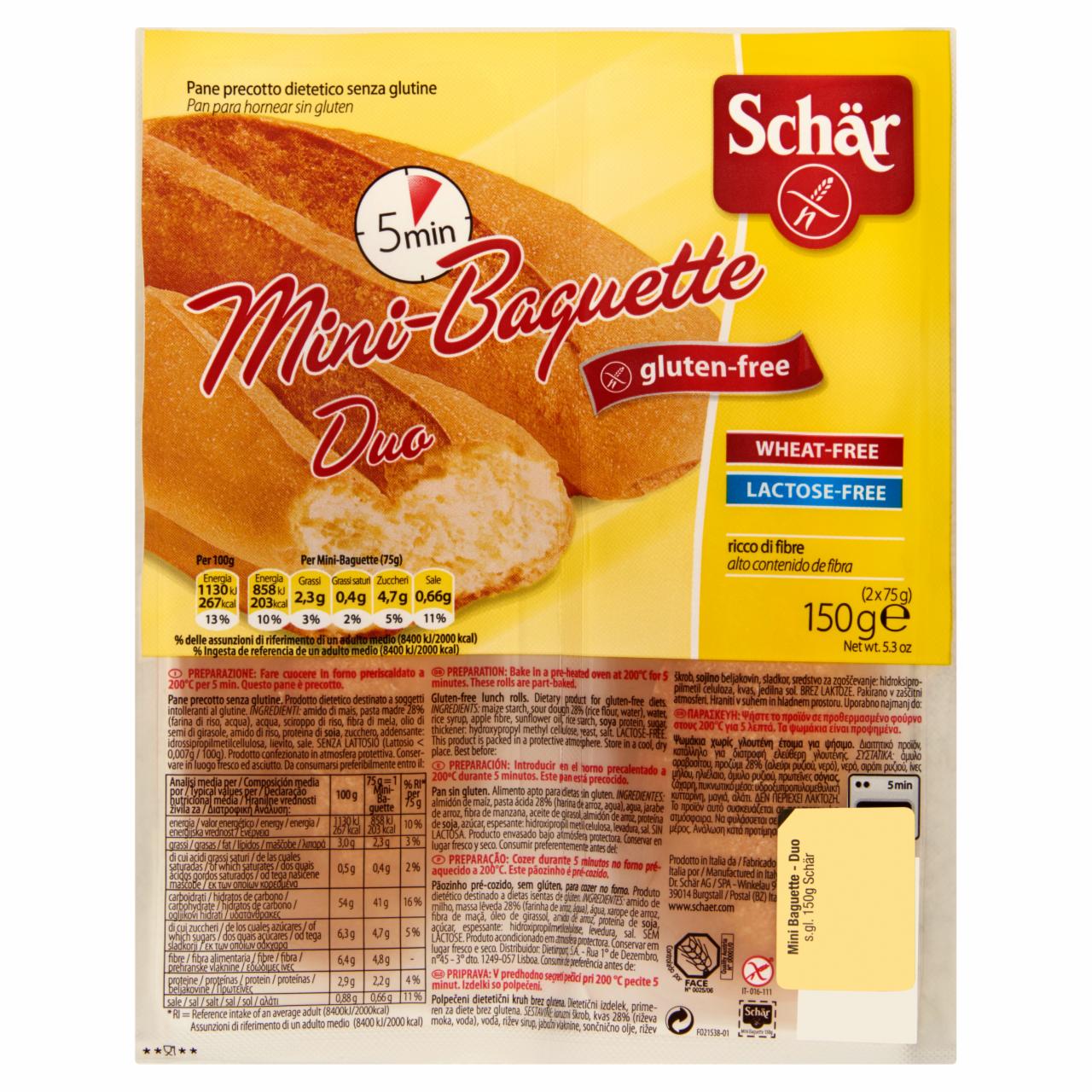 Photo - Schär Pre-Baked Gluten Free Mini Baguette 2 x 75 g (150 g)