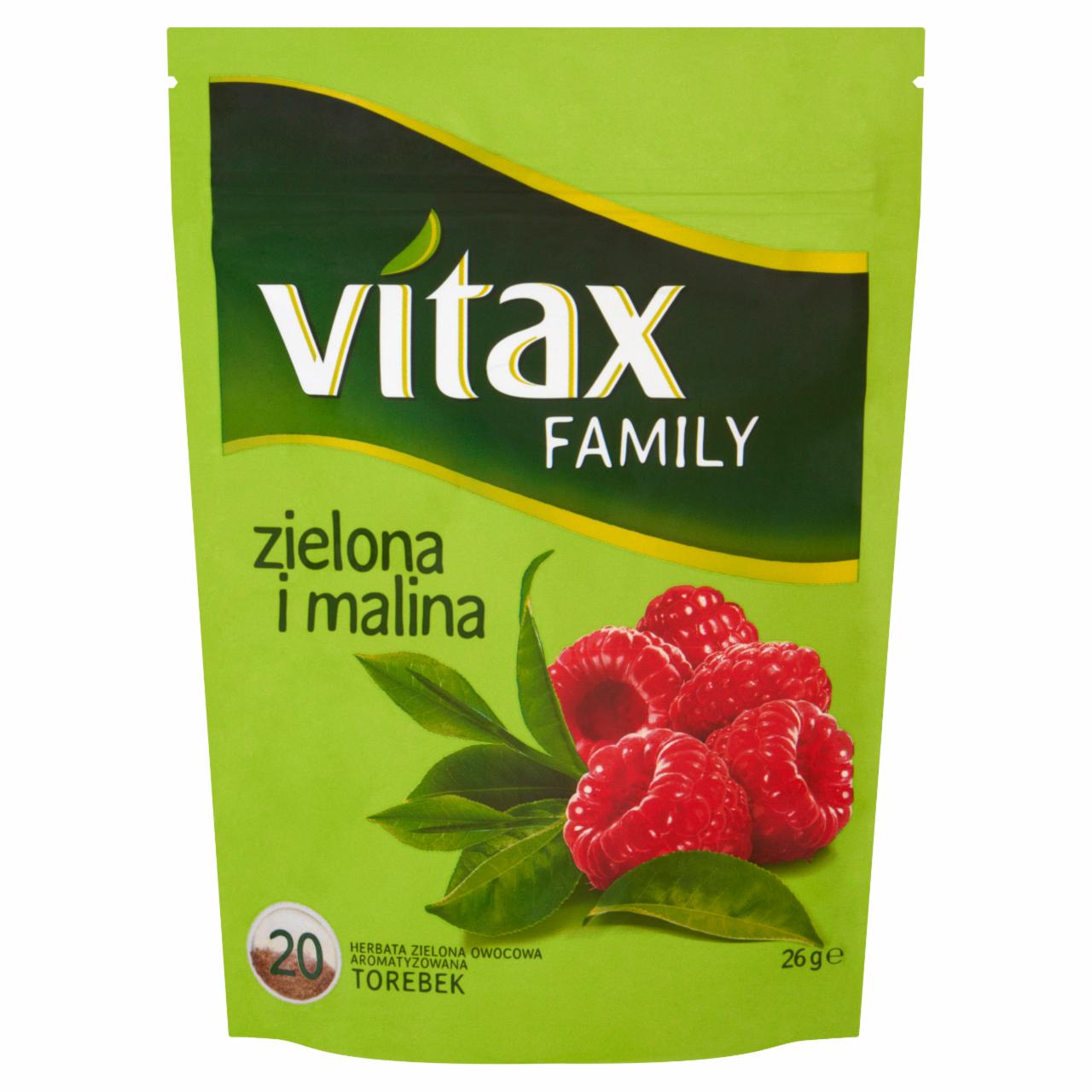 Photo - Vitax Family Green Tea and Raspberry 26 g (20 Bags)