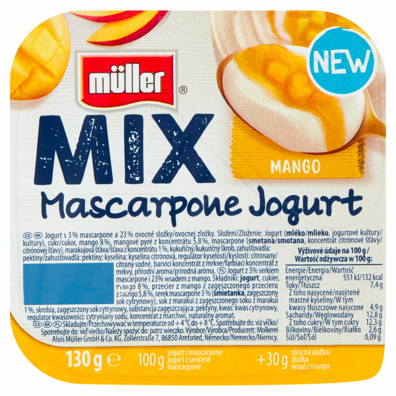 Photo - Müller Mix Mango Mascarpone Yoghurt 130 g