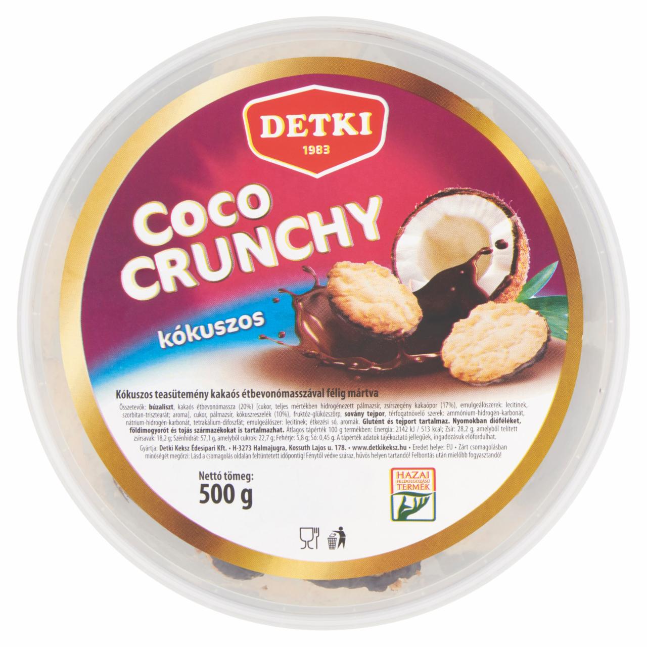 Photo - Detki Coco Crunchy Coconut Tea Biscuits Half-Coated with Dark Chocolate 500 g