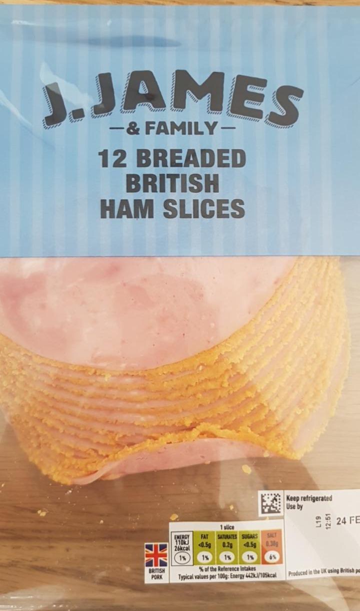 Photo - J.James 12 Breaded British Ham Slices Sainsbury's