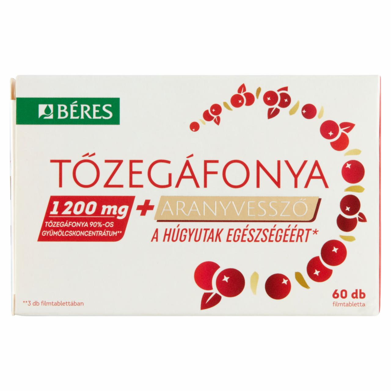 Photo - Béres Cranberries + Goldenrod Film-Coated Tablets 60 x 1,275 g (76,5 g)