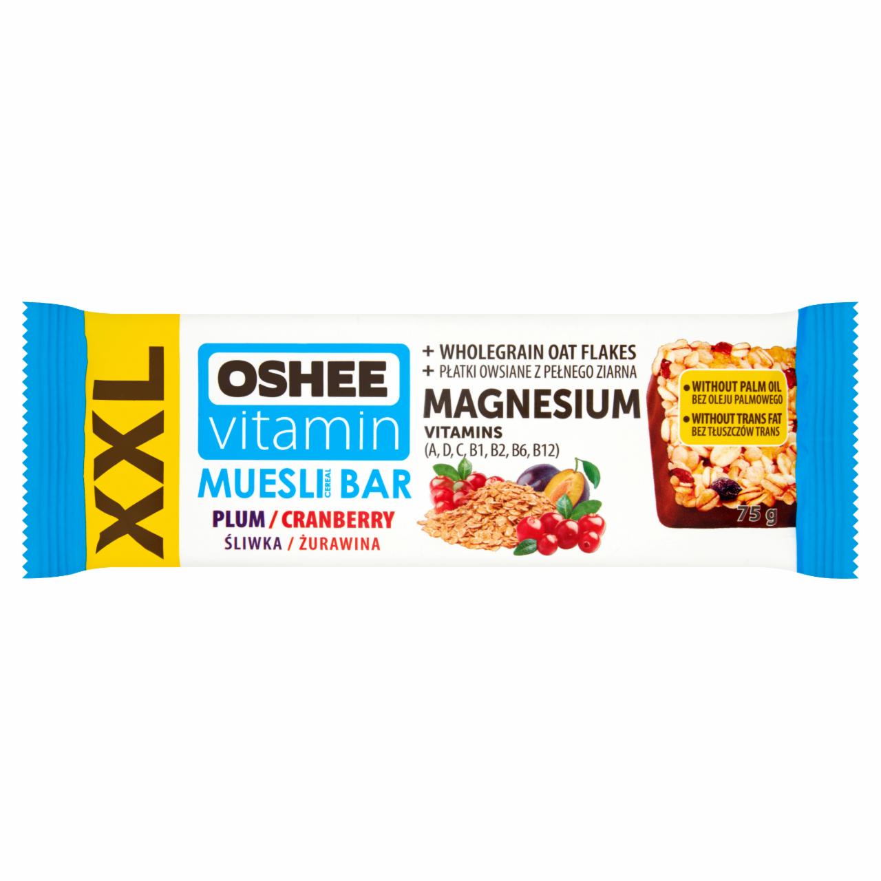 Photo - Oshee Vitamin XXL Prune and Cranberry Muesli Cereal Bar 75 g