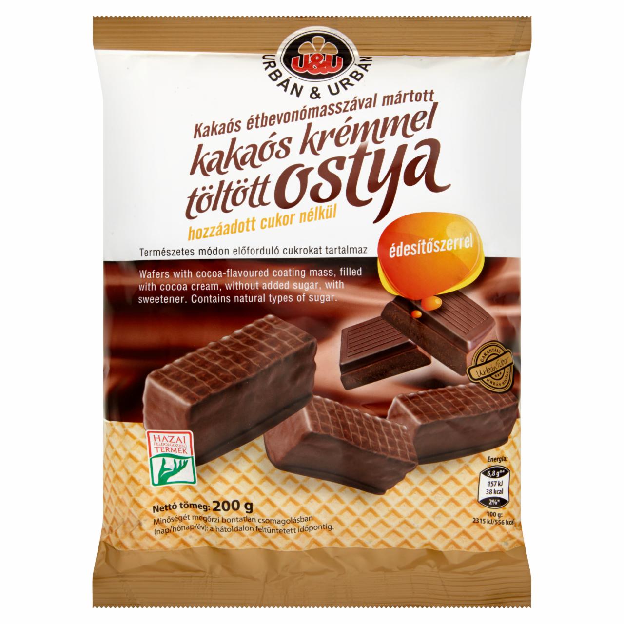 Photo - Urbán Cocoa Cream Filled Wafers without Added-Sugar 200 g
