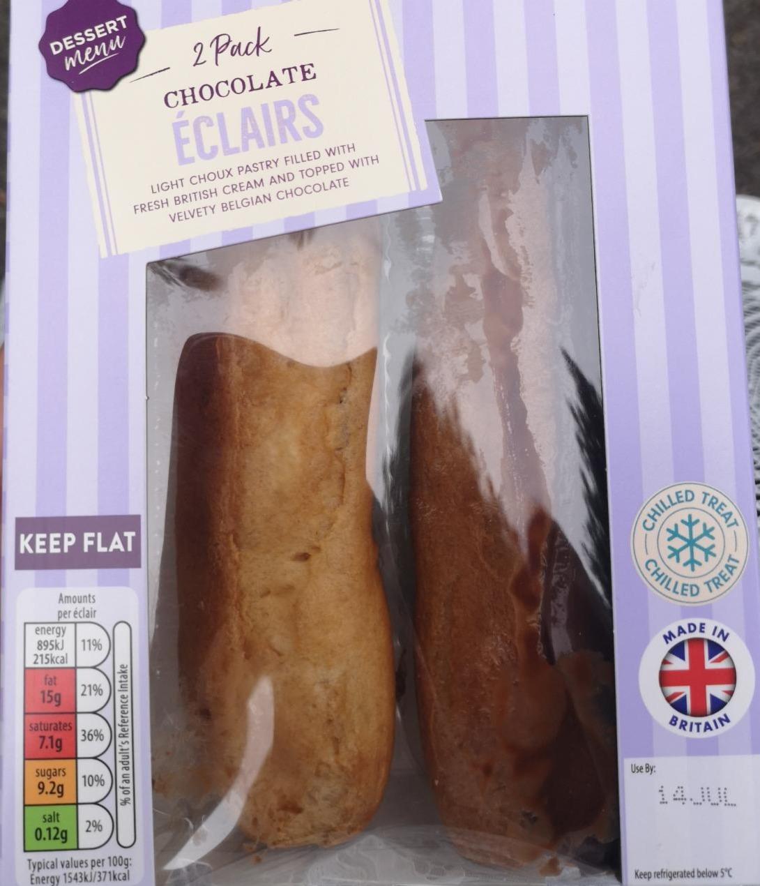 Photo - Chocolate Éclairs 2 Pack Dessert Menu