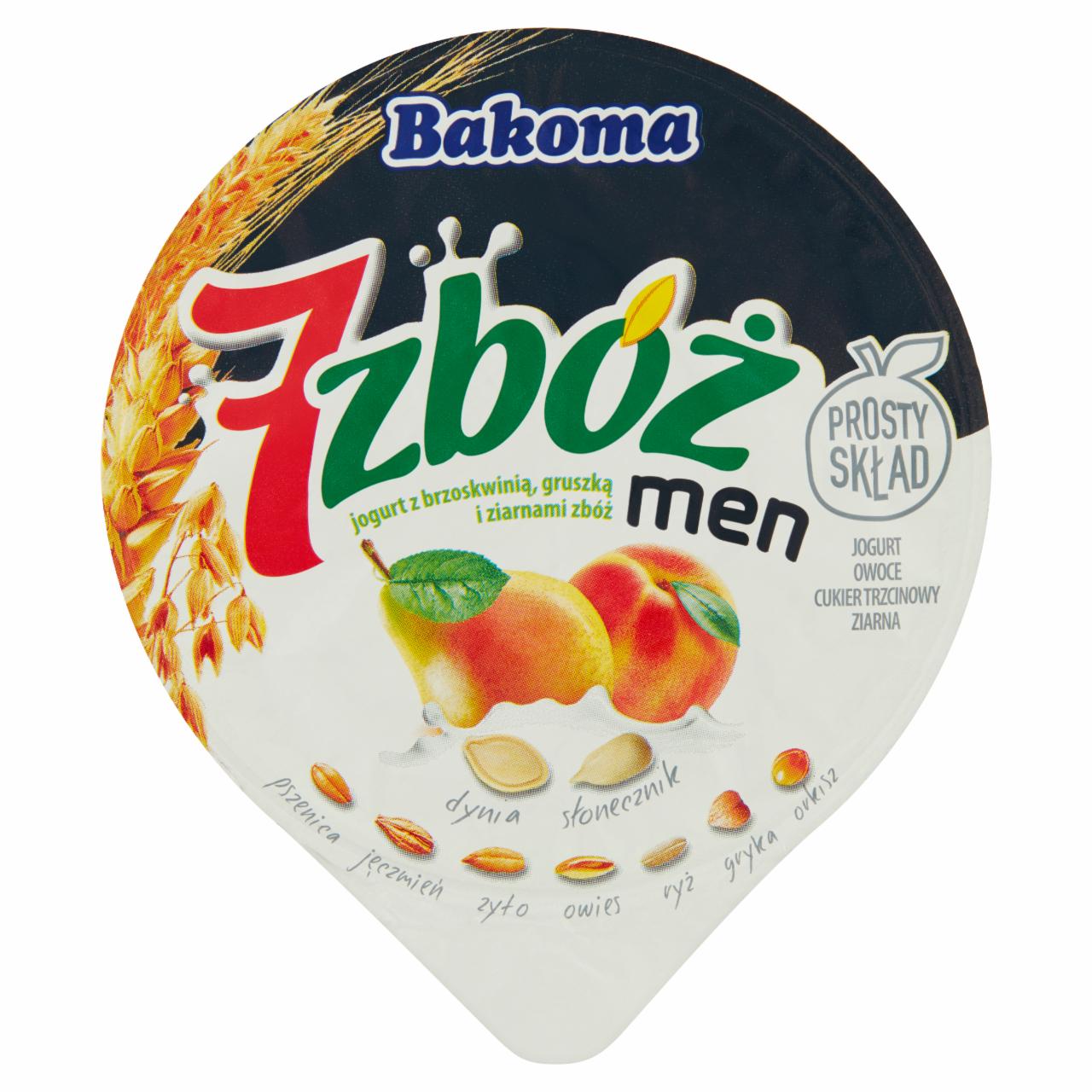 Photo - Bakoma 7 zbóż men Yoghurt with Peach Pear and Cereal 300 g