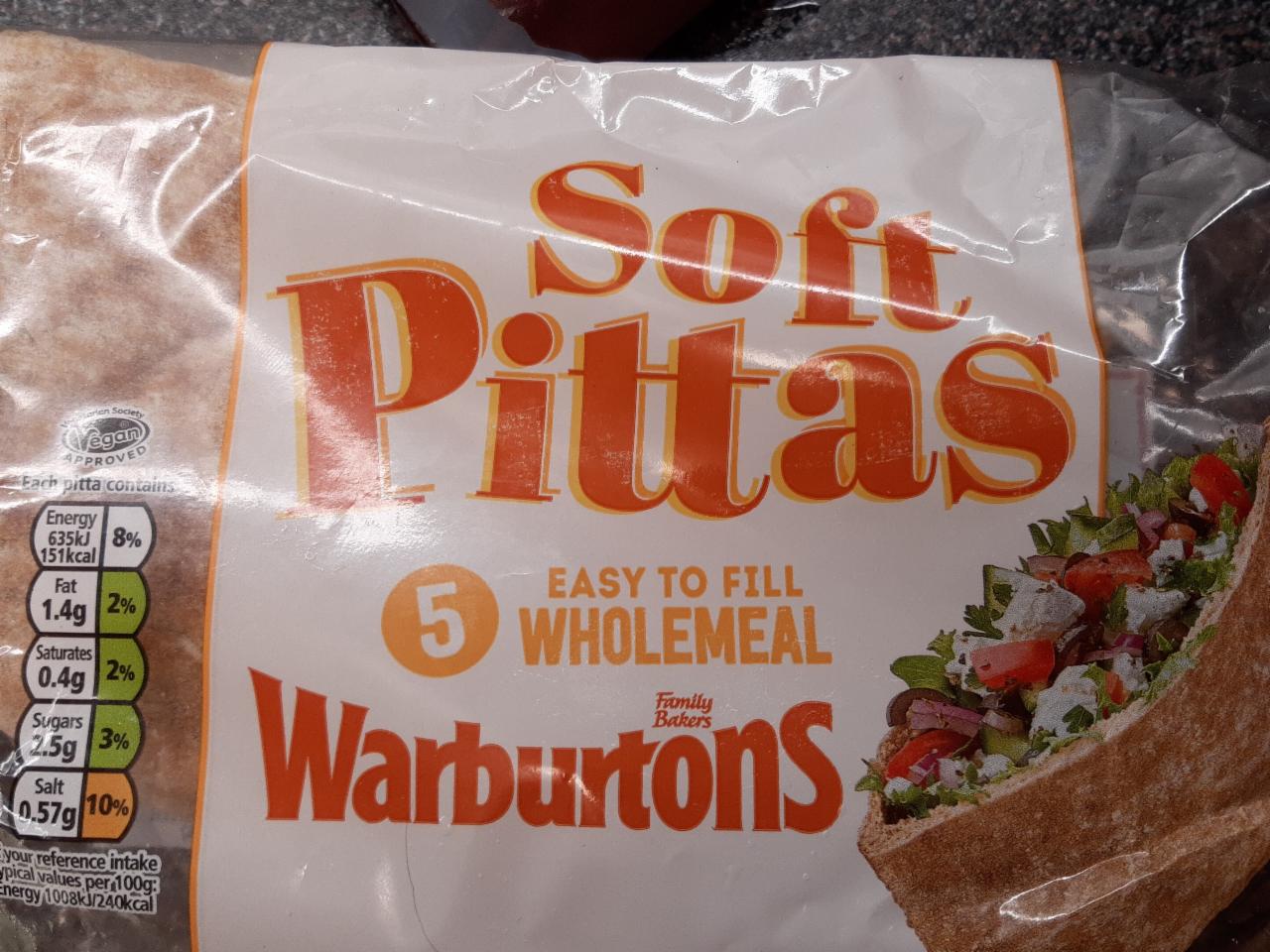 Photo - 5 Soft Pittas wholemeal Warburtons