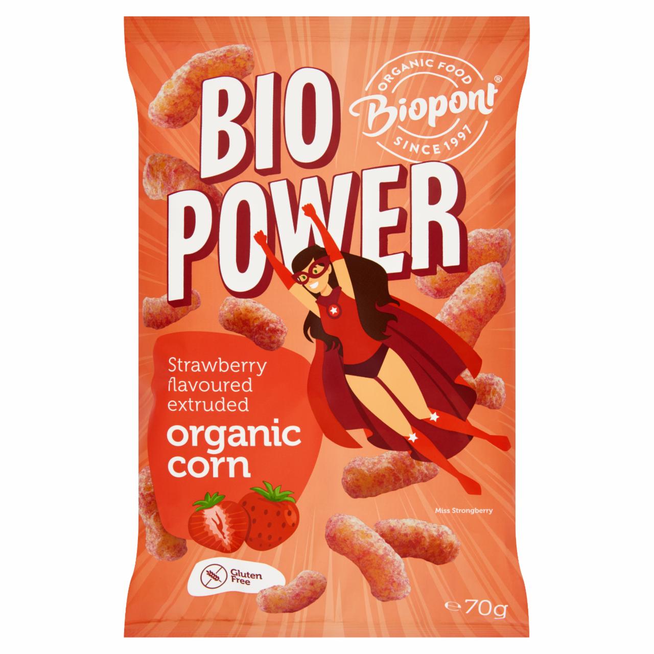 Photo - Biopont Bio Power Organic Gluten-Free Strawberry Flavoured Extruded Corn 70 g