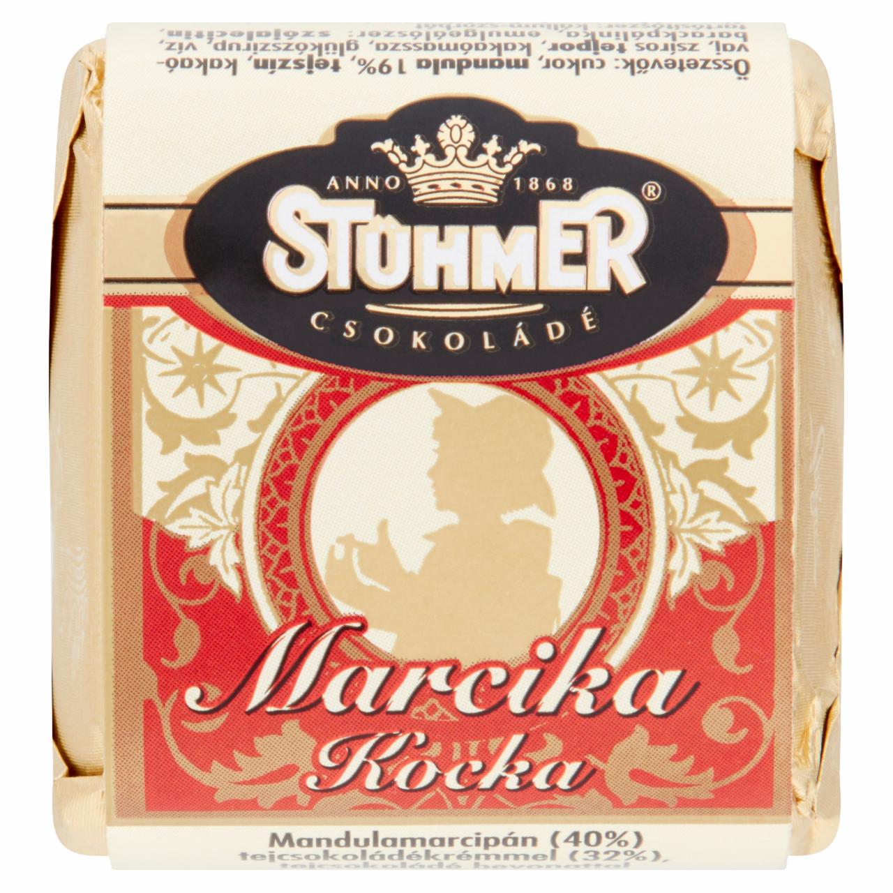 Photo - Stühmer Marcika Kocka Almond Marzipan with Milk Chocolate Cream Coated in Milk Chocolate 30 g