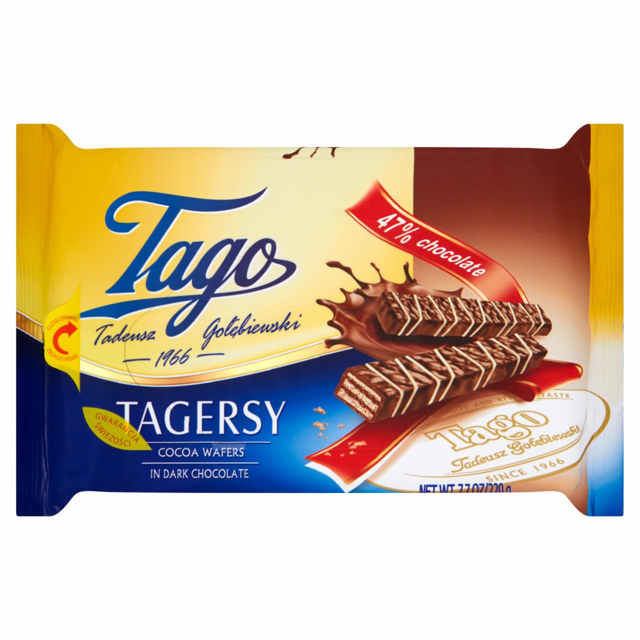 Photo - Tago Tagersy Wafers with Cocoa Filling in Dark Chocolate 220 g (28 Pieces)