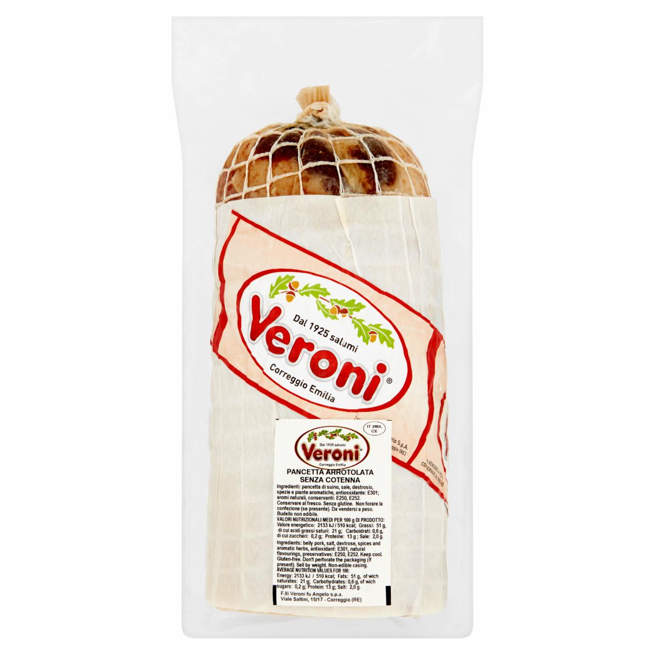 Photo - Veroni Pancetta Arrotolata Pork Rolled Beacon