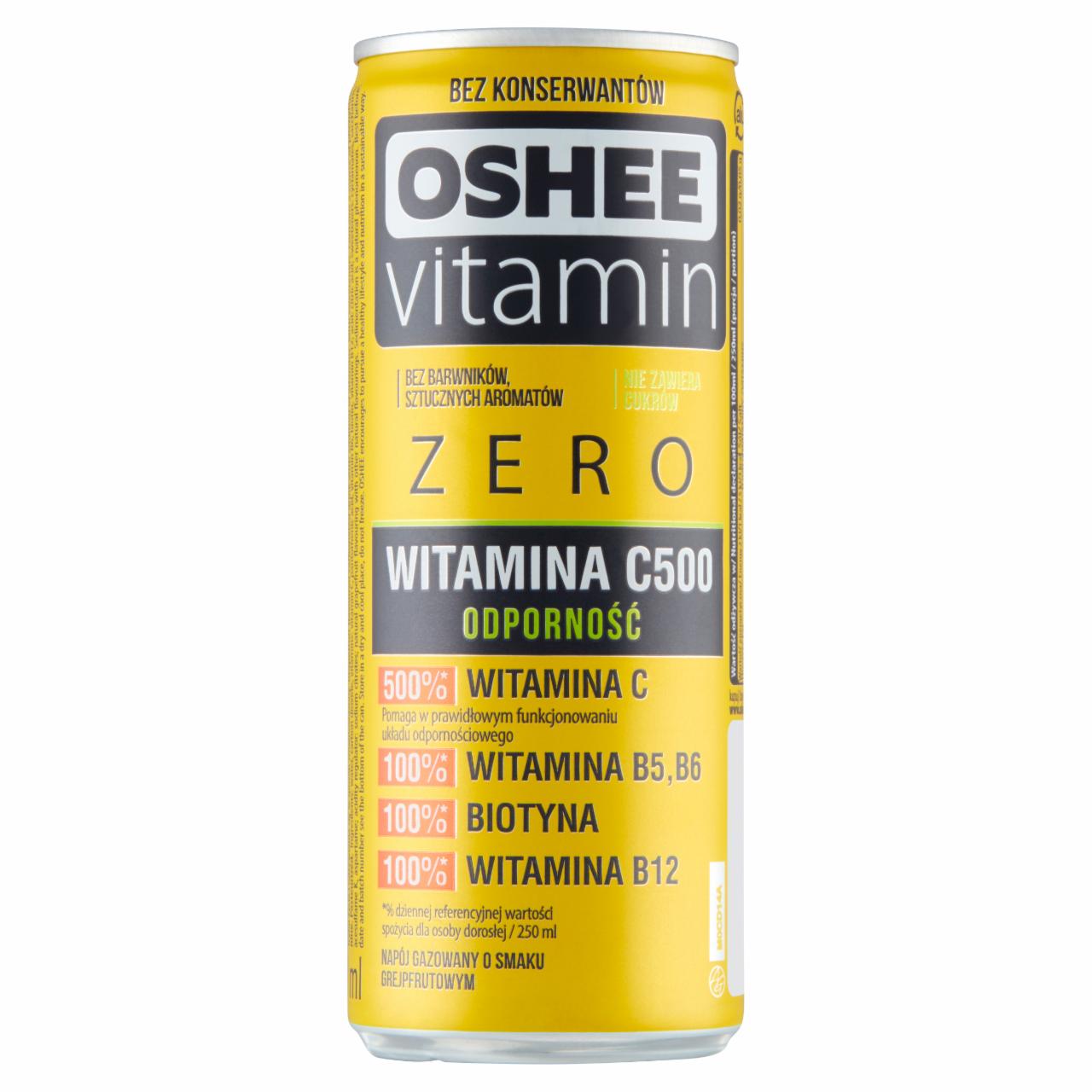 Photo - Oshee Vitamin Zero Immunity Grapefruit Flavoured Carbonated Drink 250 ml