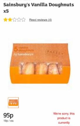 Photo - Vanilla doughnut Sainsbury's