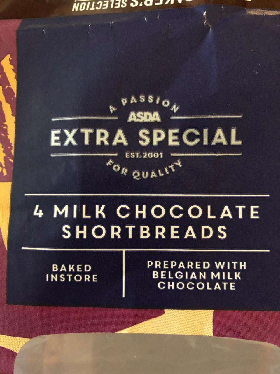 Photo - 4 Milk Chocolate Shortbreads ASDA Extra Special