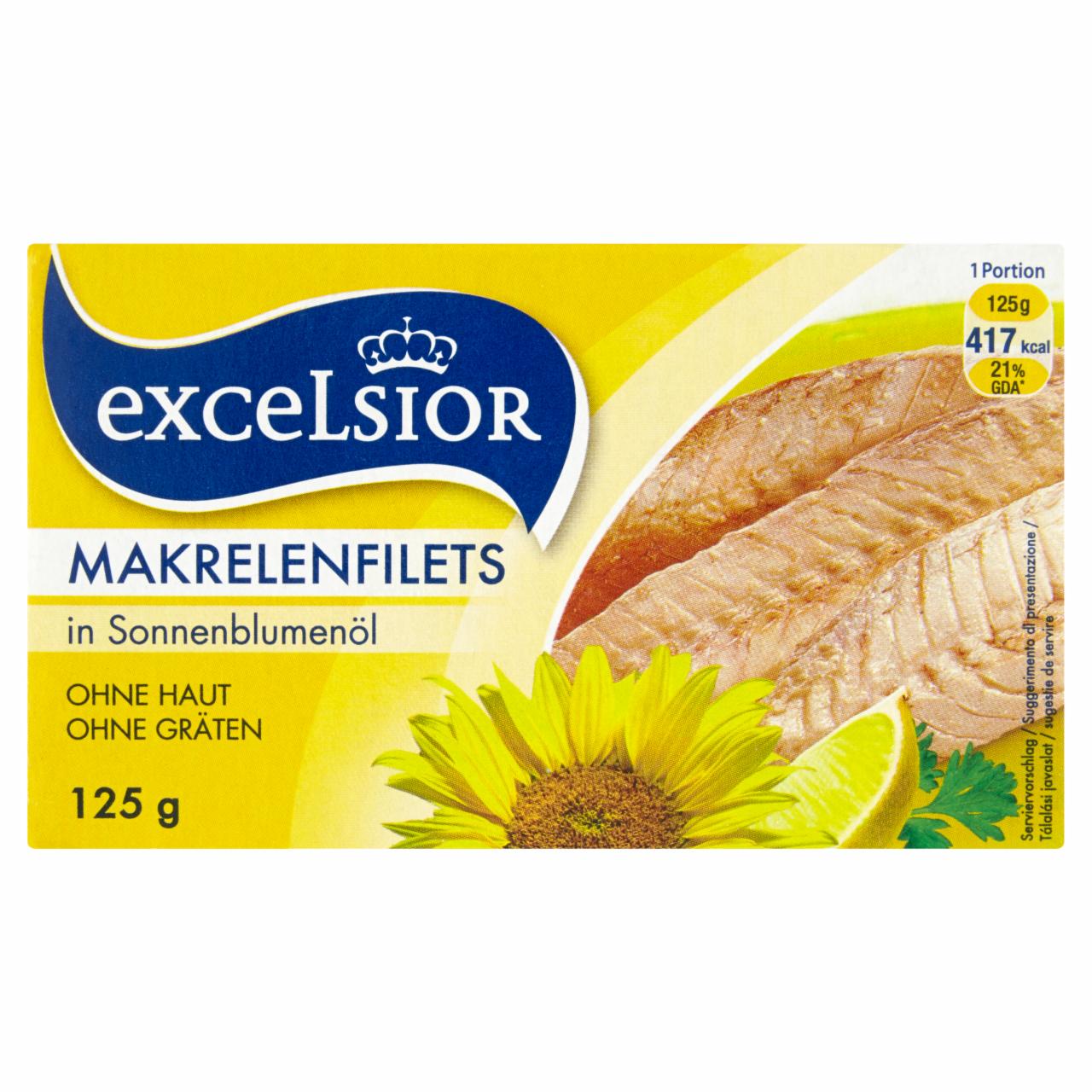 Photo - Excelsior Mackerel Fillets in Sunflower Oil 125 g