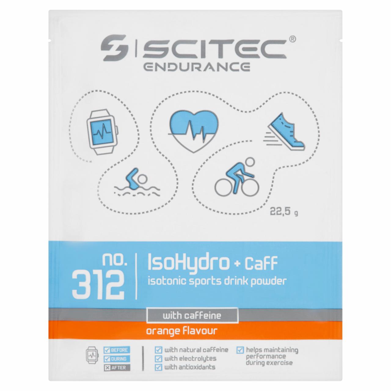 Photo - Scitec Endurance IsoHydro + Caff Orange Flavoured Isotonic Sports Drink Powder 22,5 g