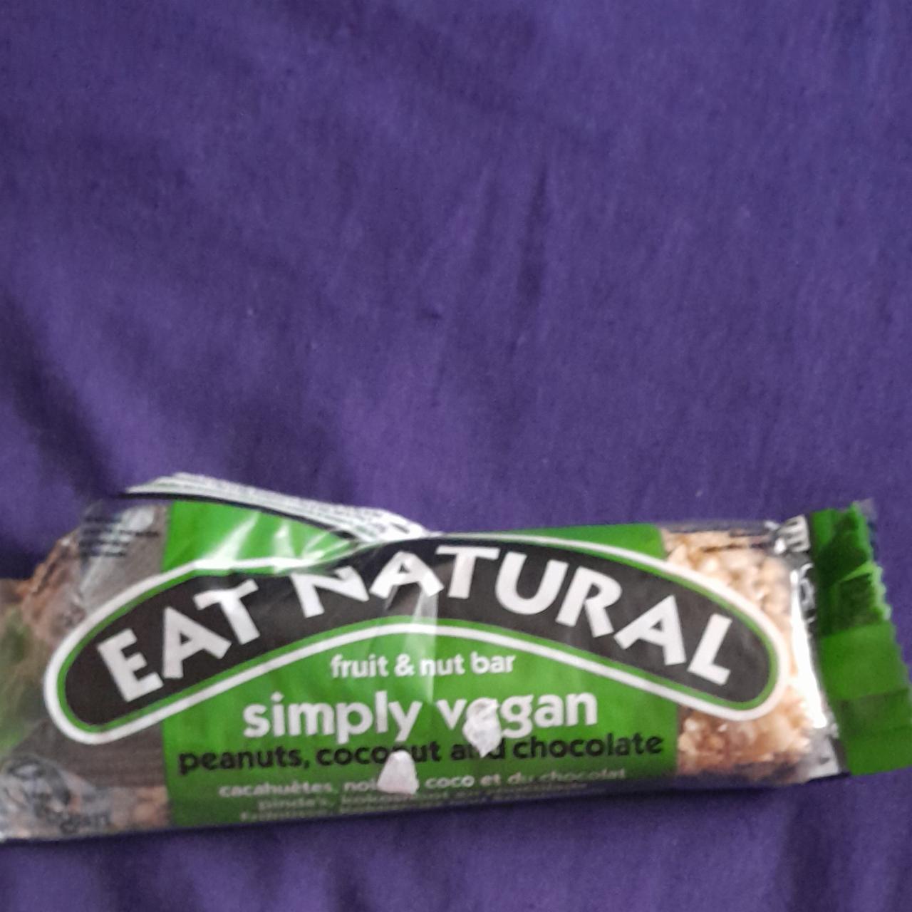 Photo - Fruit & nut bar simply vegan peanuts, coconut and chocolate Eat natural
