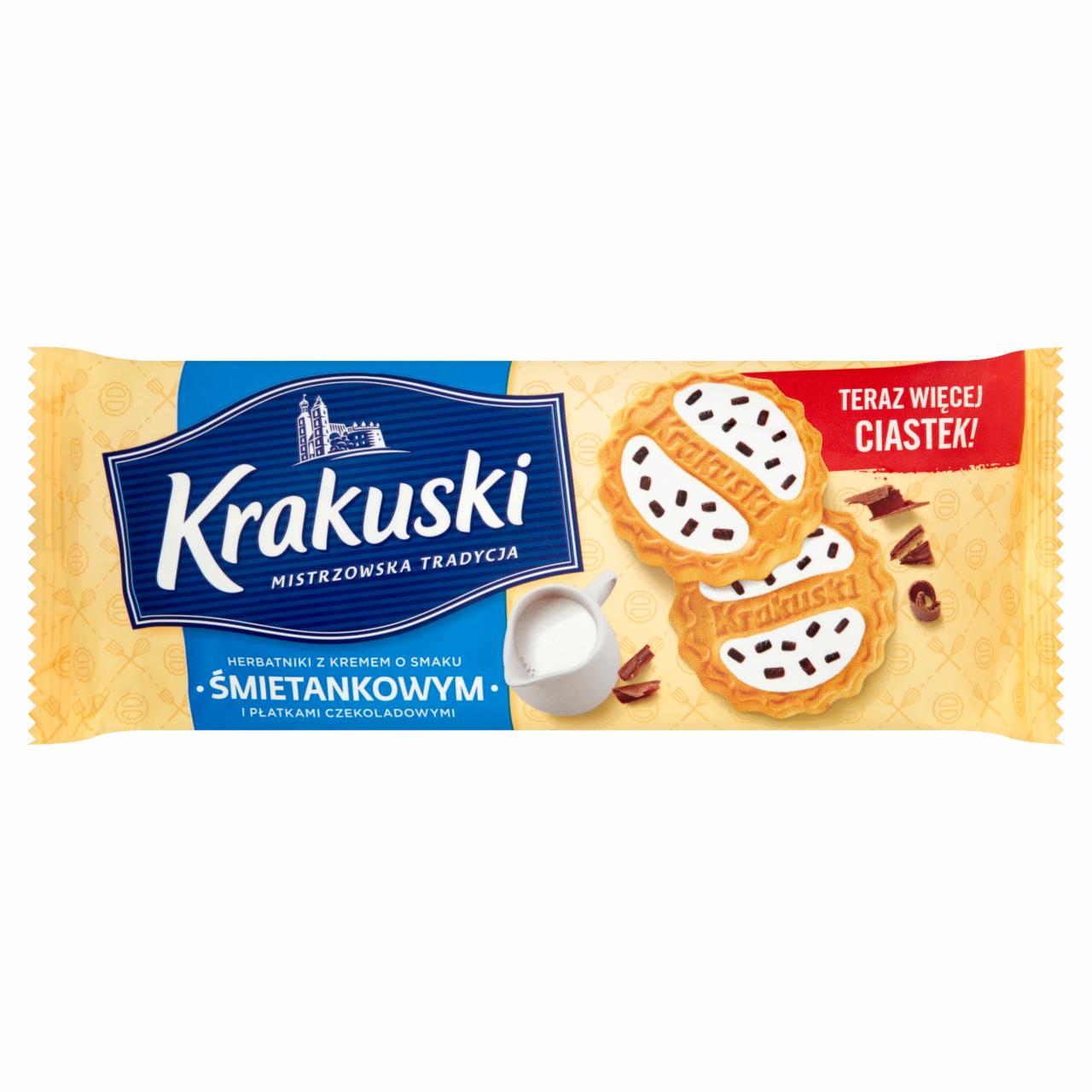 Photo - Krakuski Biscuits with Cream Flavoured Filling and Chocolate Flakes 200 g