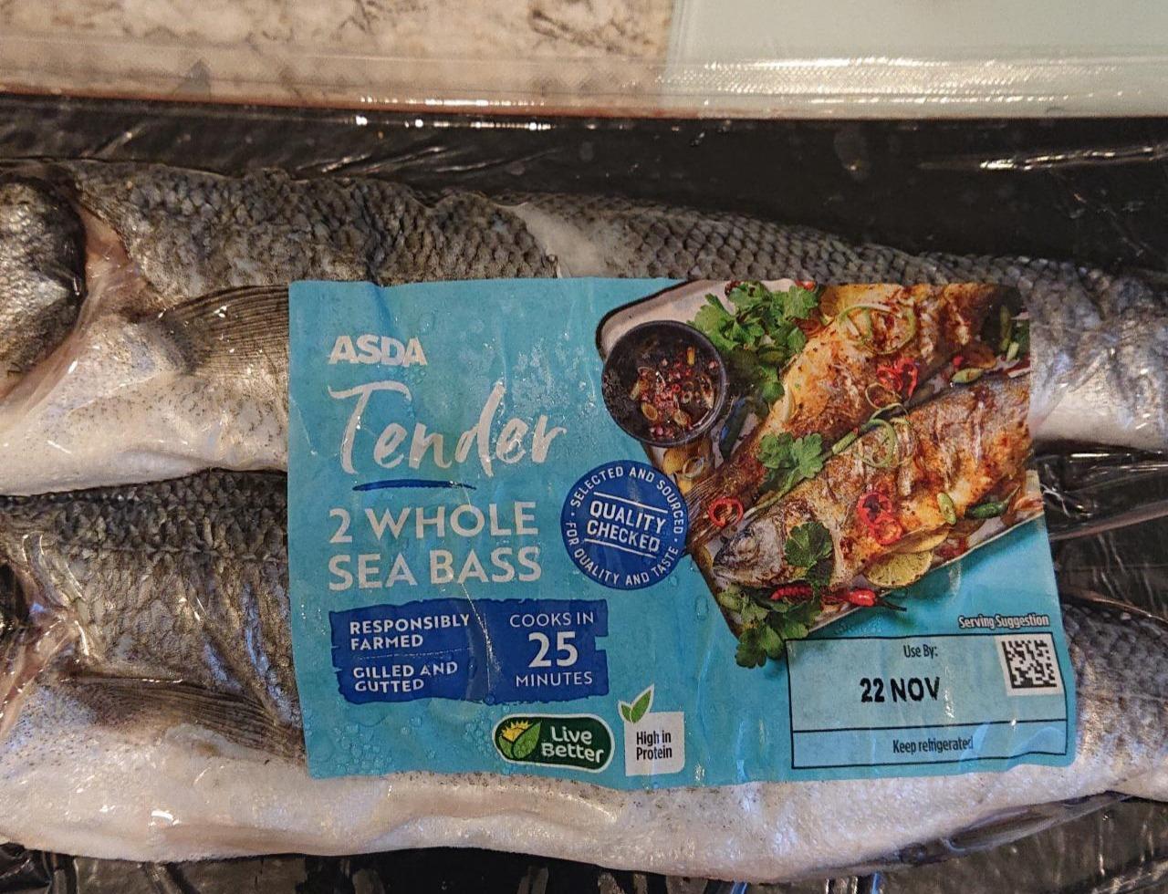 Photo - Tender 2 Whole Sea Bass Asda