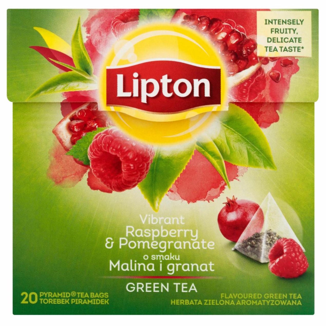 Photo - Lipton Vibrant Raspberry & Pomegranate Flavoured Green Tea 28 g (20 Tea Bags)