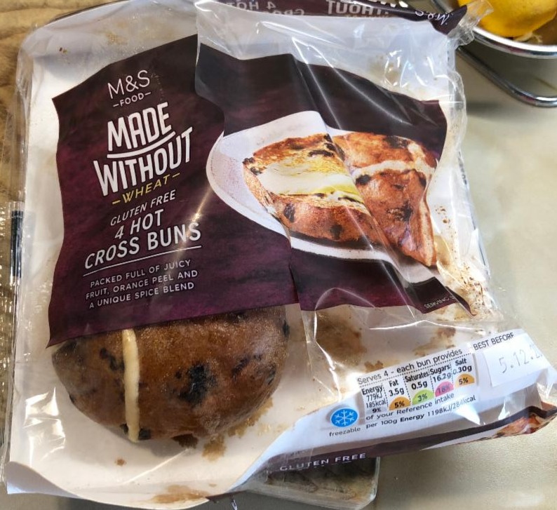 Photo - Made without Wheat 4 Hot Cross Buns gluten free M&S Food
