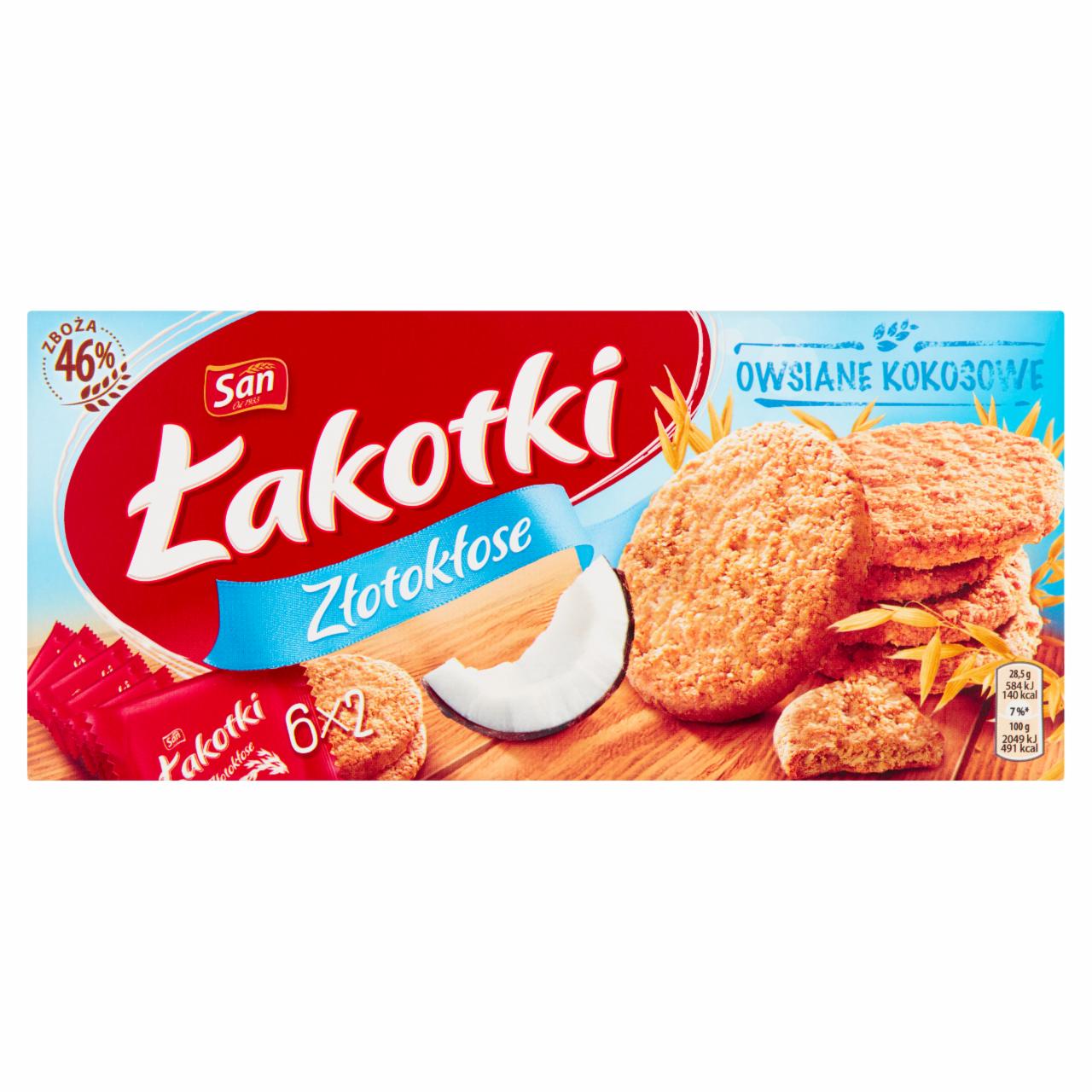 Photo - San Łakotki Złotokłose Coconut Oatmeal Cookies 171 g (6 x 2 Pieces)