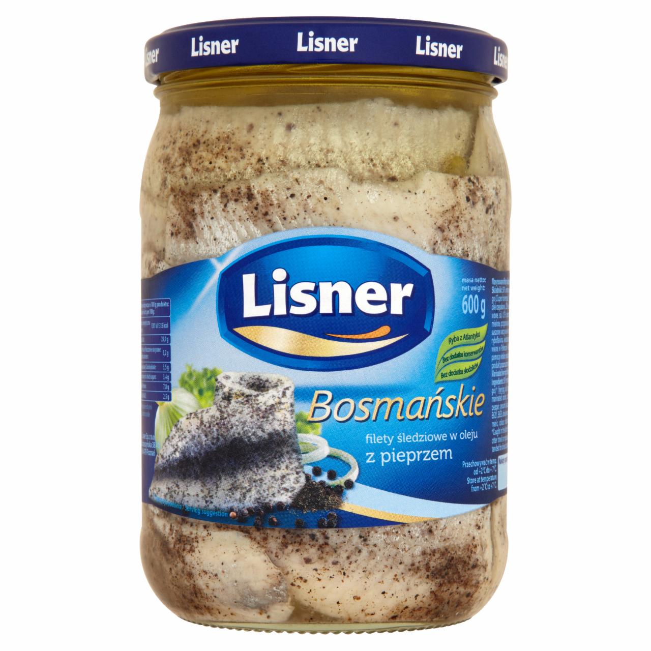 Photo - Lisner Bosmańskie Herring Fillets in Oil with Pepper 600 g