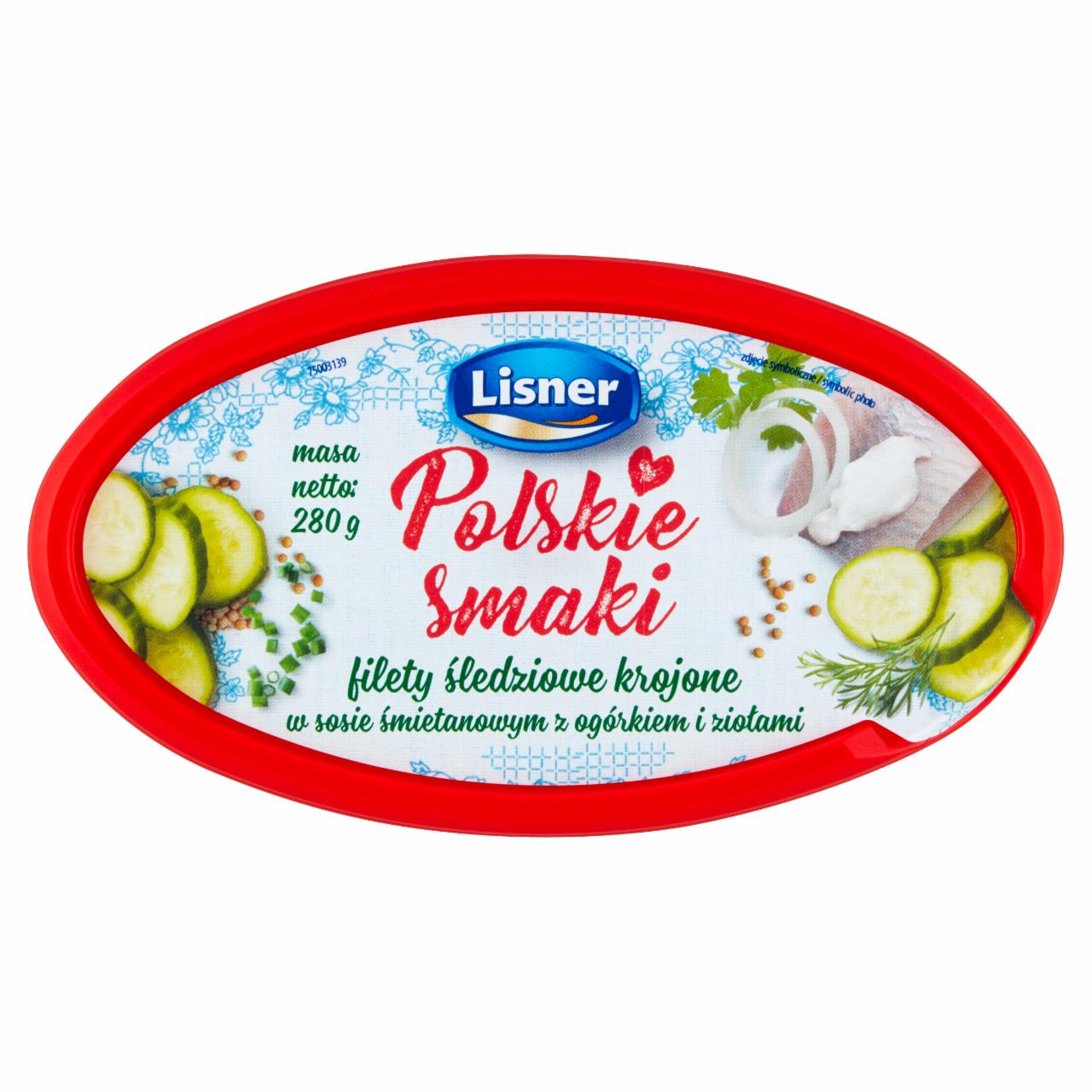 Photo - Lisner Polskie Smaki Sliced Herring Fillets in Cream Sauce with Cucumber and Herbs 280 g