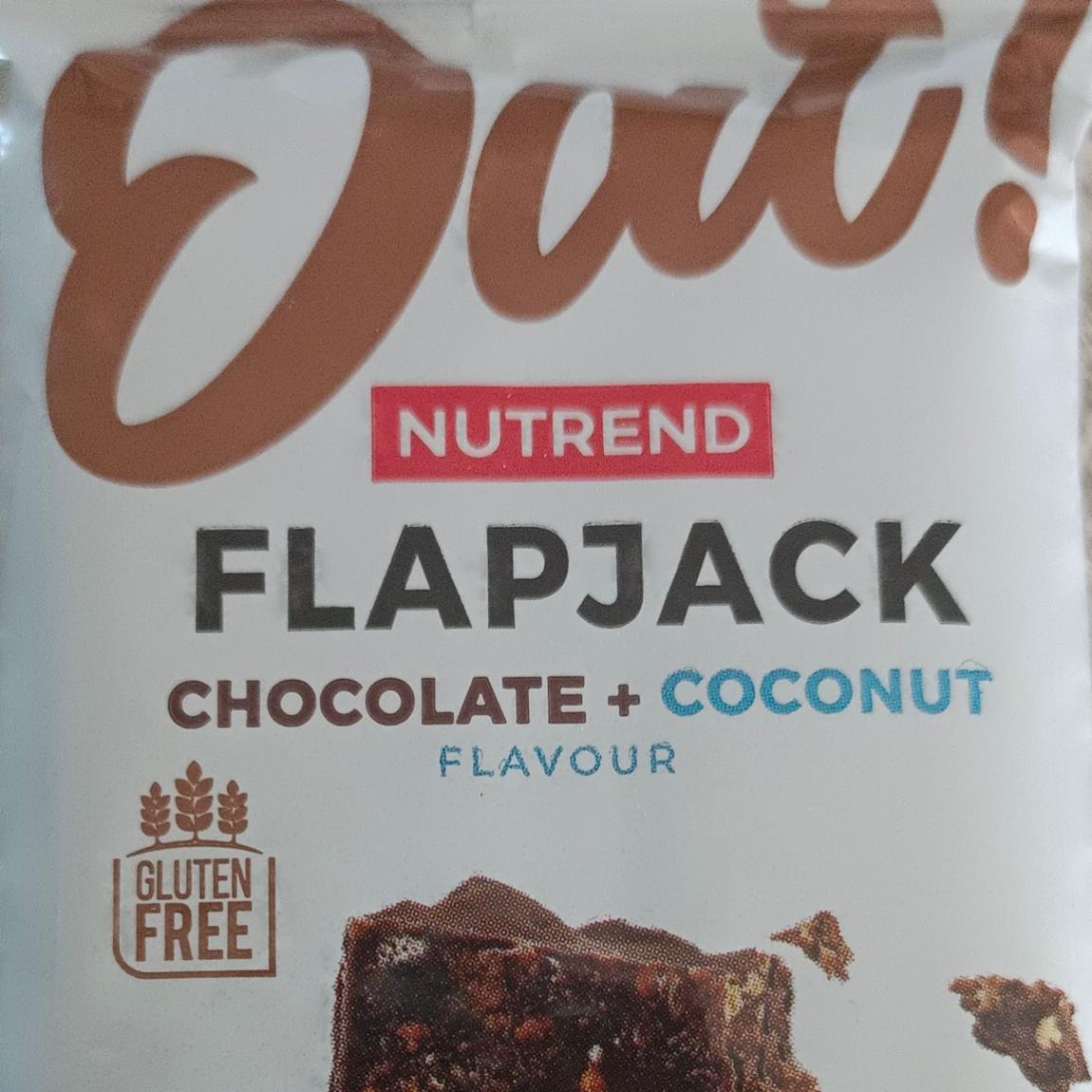 Photo - Flapjack Chocolate + coconut flavour with dark chocolate Nutrend