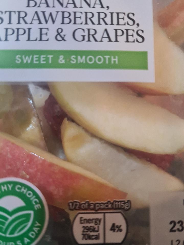 Photo - banana, strawberries, apple & grapes Tesco
