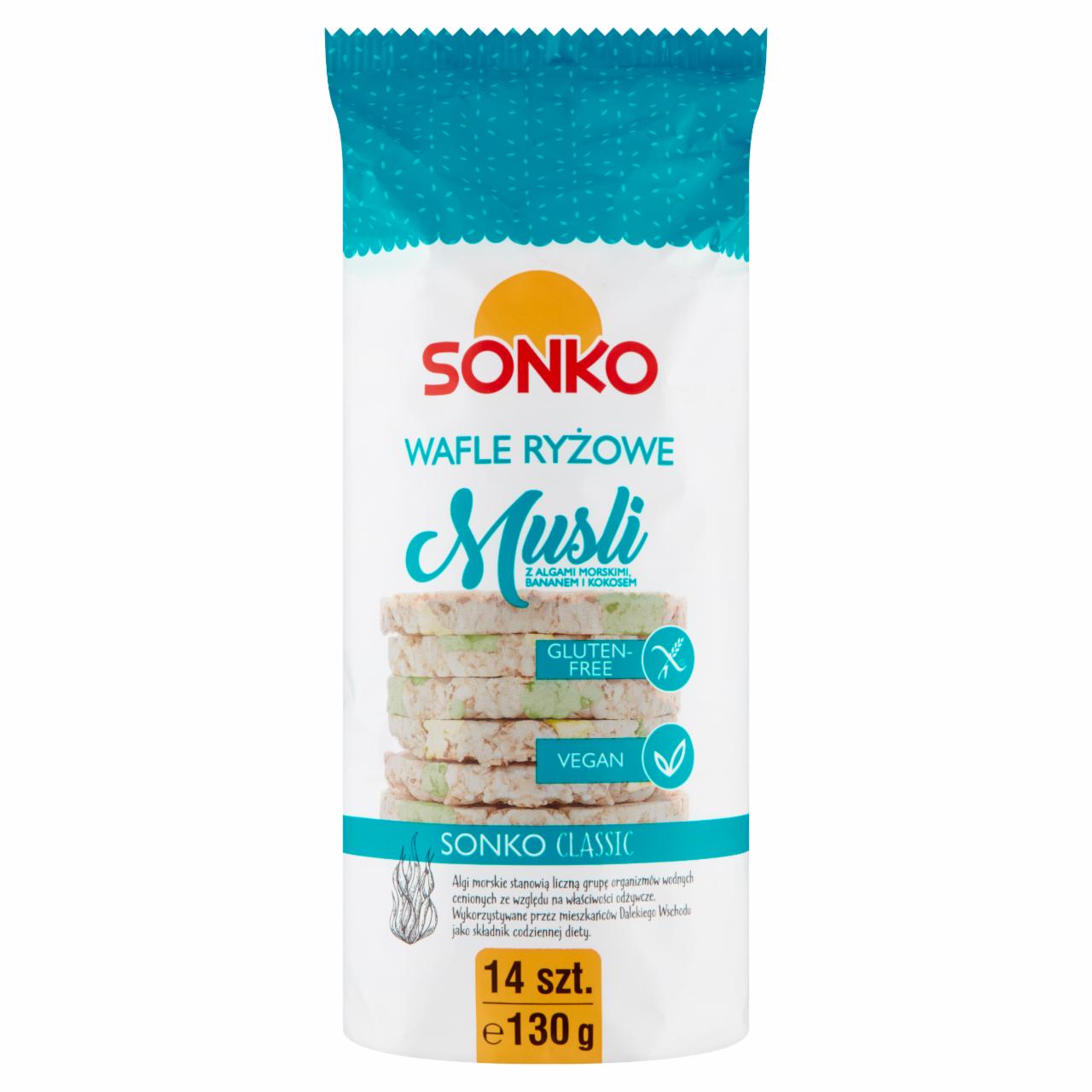 Photo - Sonko Rice Waffles Muesli with Seaweed Banana and Coconut 130 g (14 Pieces)