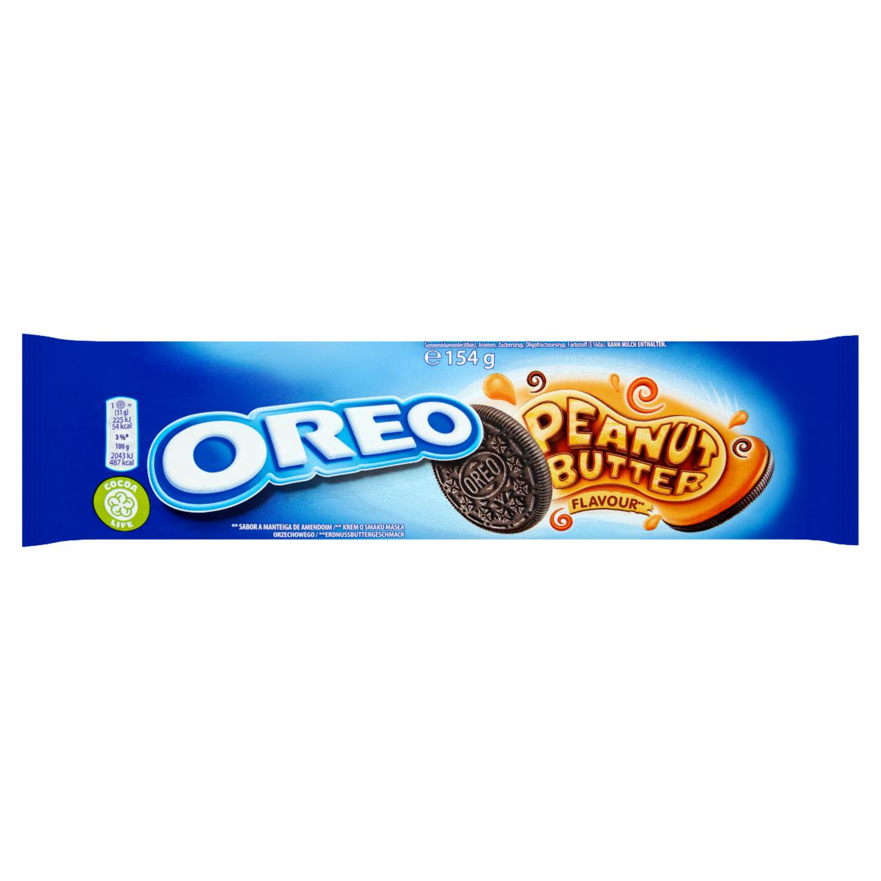 Photo - Oreo Cocoa Flavoured Sandwich Biscuits with a Peanut Butter Flavour Filling 154 g