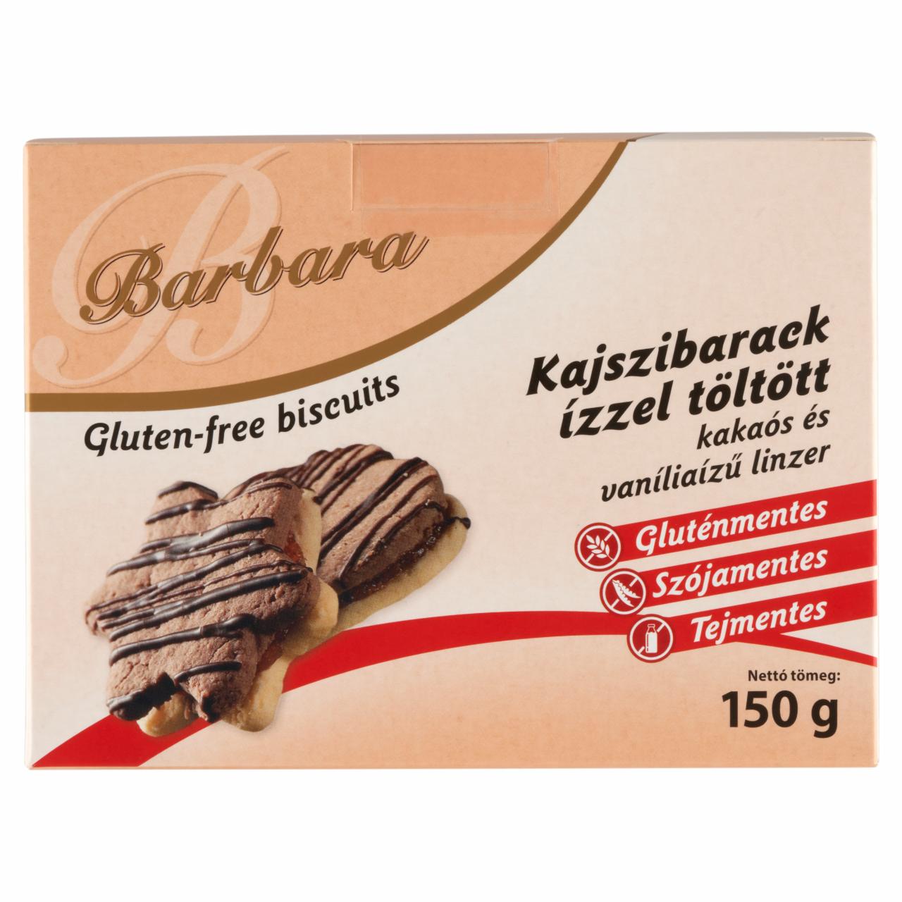 Photo - Barbara Gluten-Free Apricot Jam Filled Chocolate and Vanilla Flavoured Biscuits 150 g