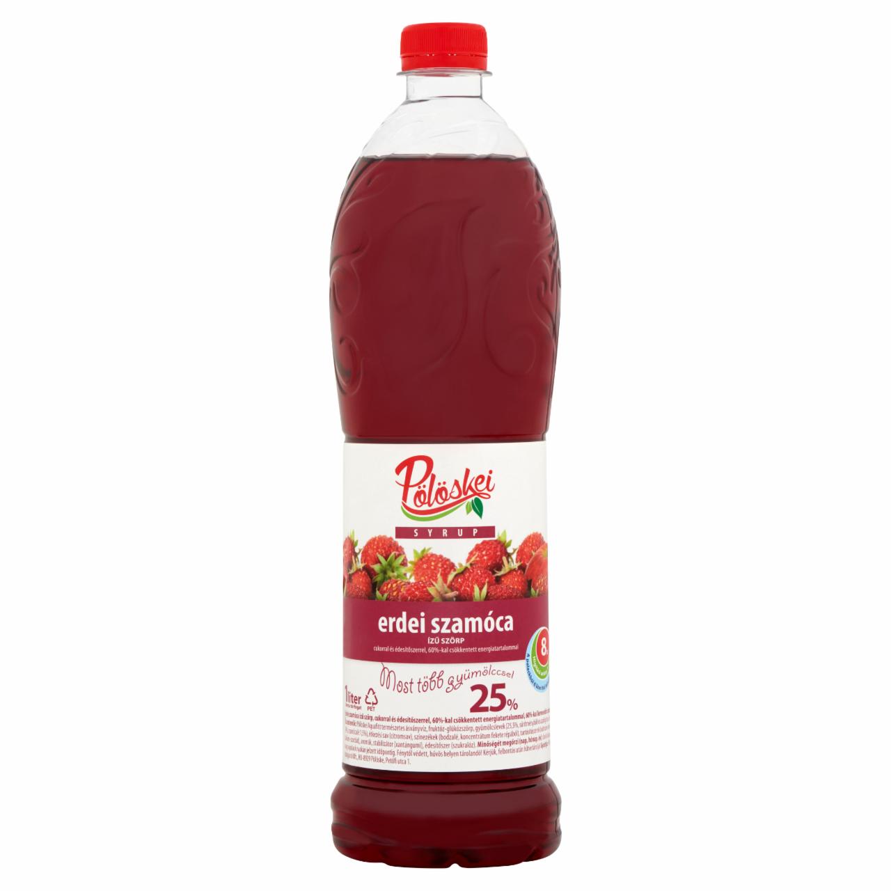 Photo - Pölöskei Wild Strawberry Flavoured Syrup with Sugar and Sweetener 1 l