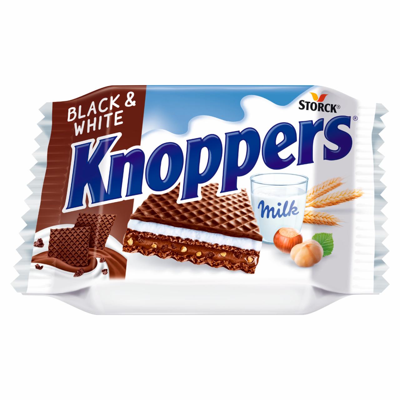 Photo - Knoppers Black & White Wafer Filled with Milk and Hazelnut, Semi-Coated with Cocoa Mass 25 g
