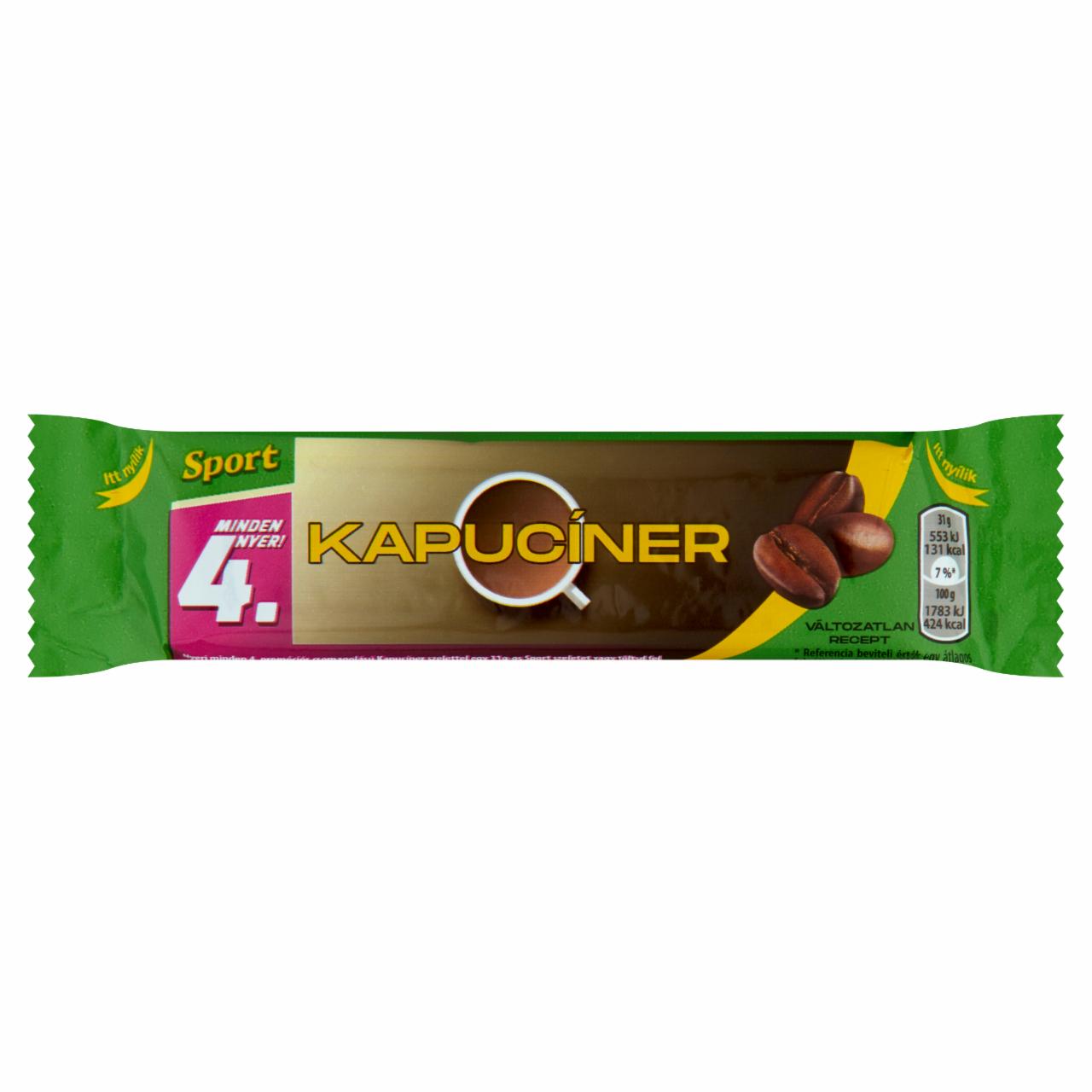 Photo - Sport Kapucíner Dark Chocolate Covered Bar with Coffee and Cream Flavored Filling 31 g