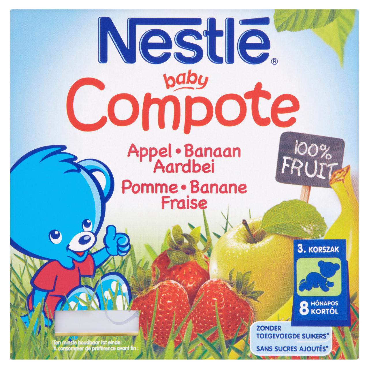 Photo - Nestlé Baby Compote Apple-Banana-Strawberry Dessert 8+ Monhts 4 x 100 g