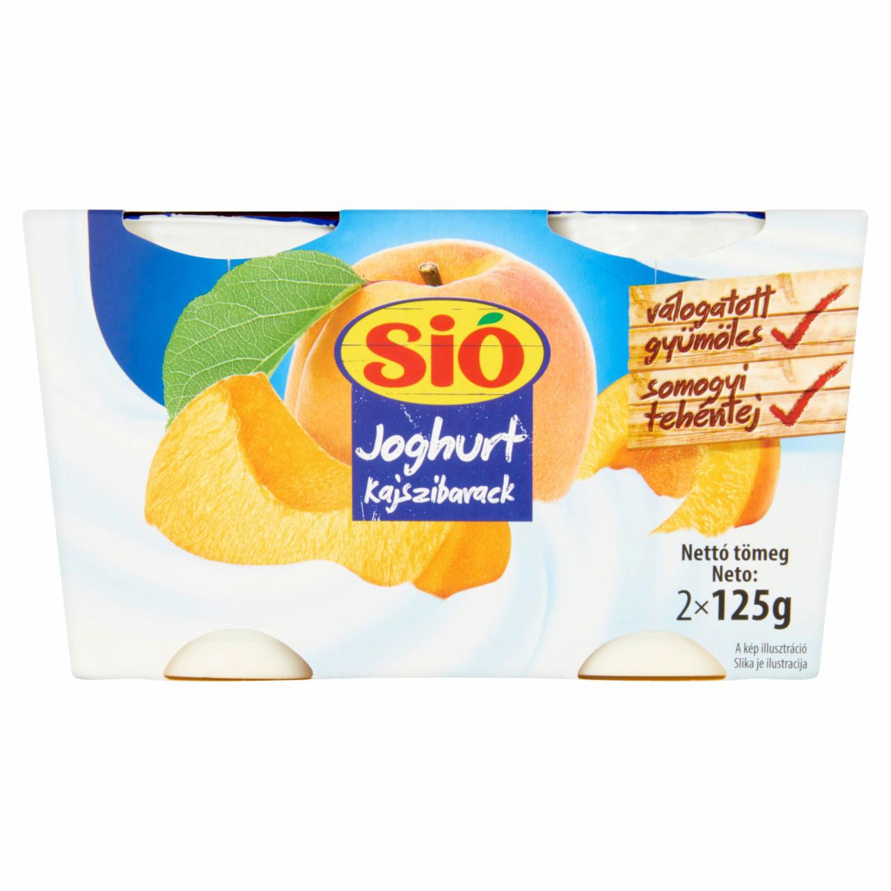 Photo - Sió Apricot Yoghurt with Live Cultures 2 x 125 g