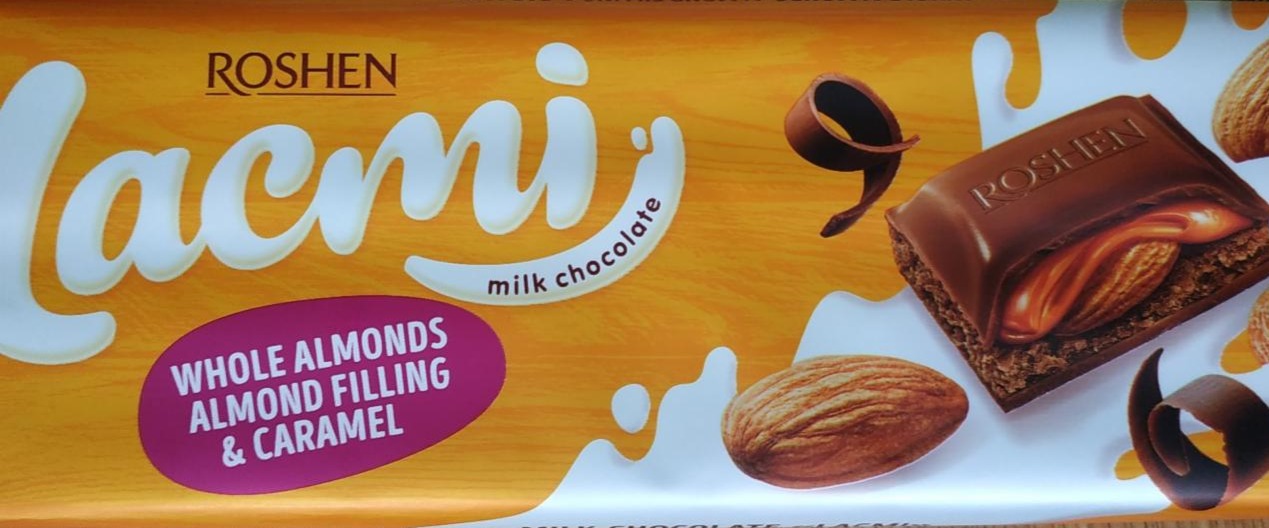 Photo - Milk chocolate whole almonds, almond filling, caramel Lacmi Roshen