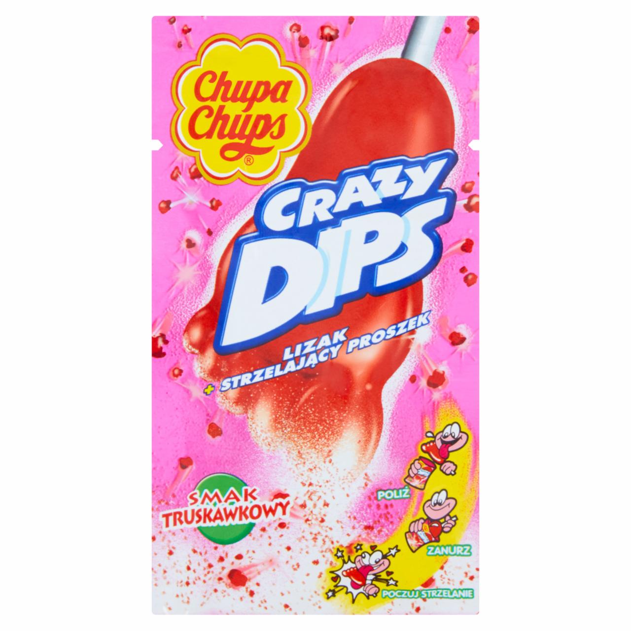 Photo - Chupa Chups Crazy Dips Strawberry Flavored Lollipop with Popping Powder 14 g