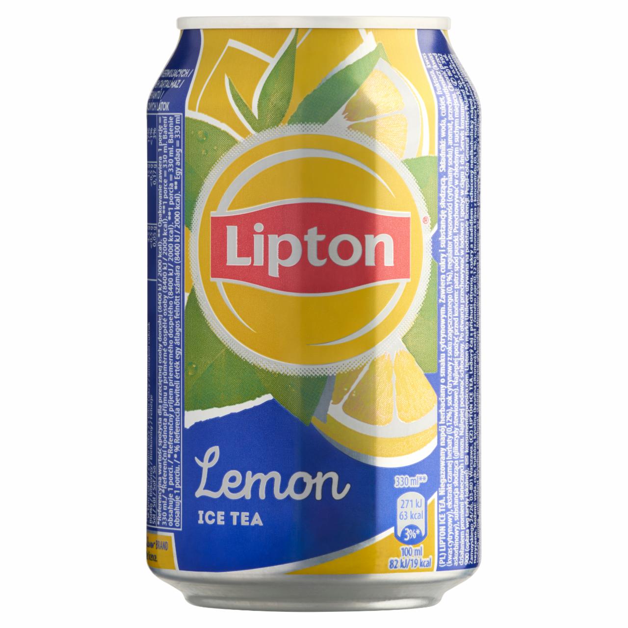 Photo - Lipton Ice Tea Lemon Flavoured Carbonated Drink with Sugar and Sweetener 330 ml