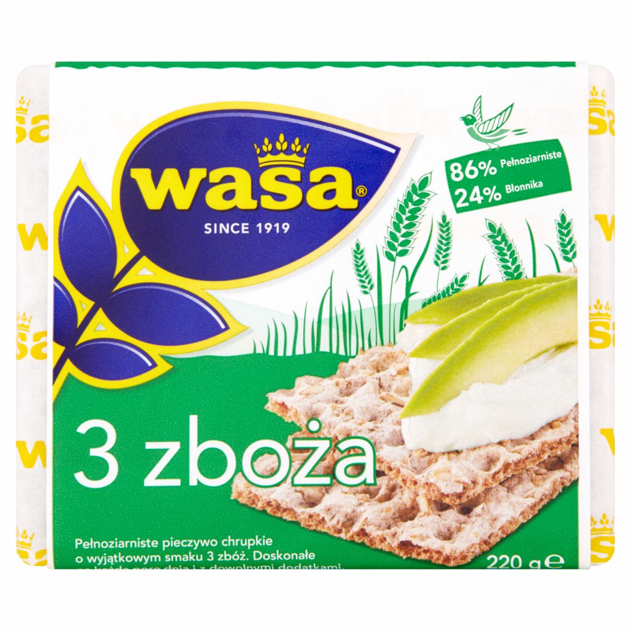 Photo - Wasa 3 zboża Wholemeal Rye Flour Bread with Wheat Brans and Oat Flakes 220 g