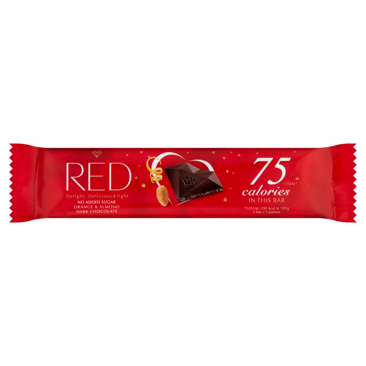 Photo - Red Delight Orange & almond Dark Chocolate with No Added Sugar 26 g
