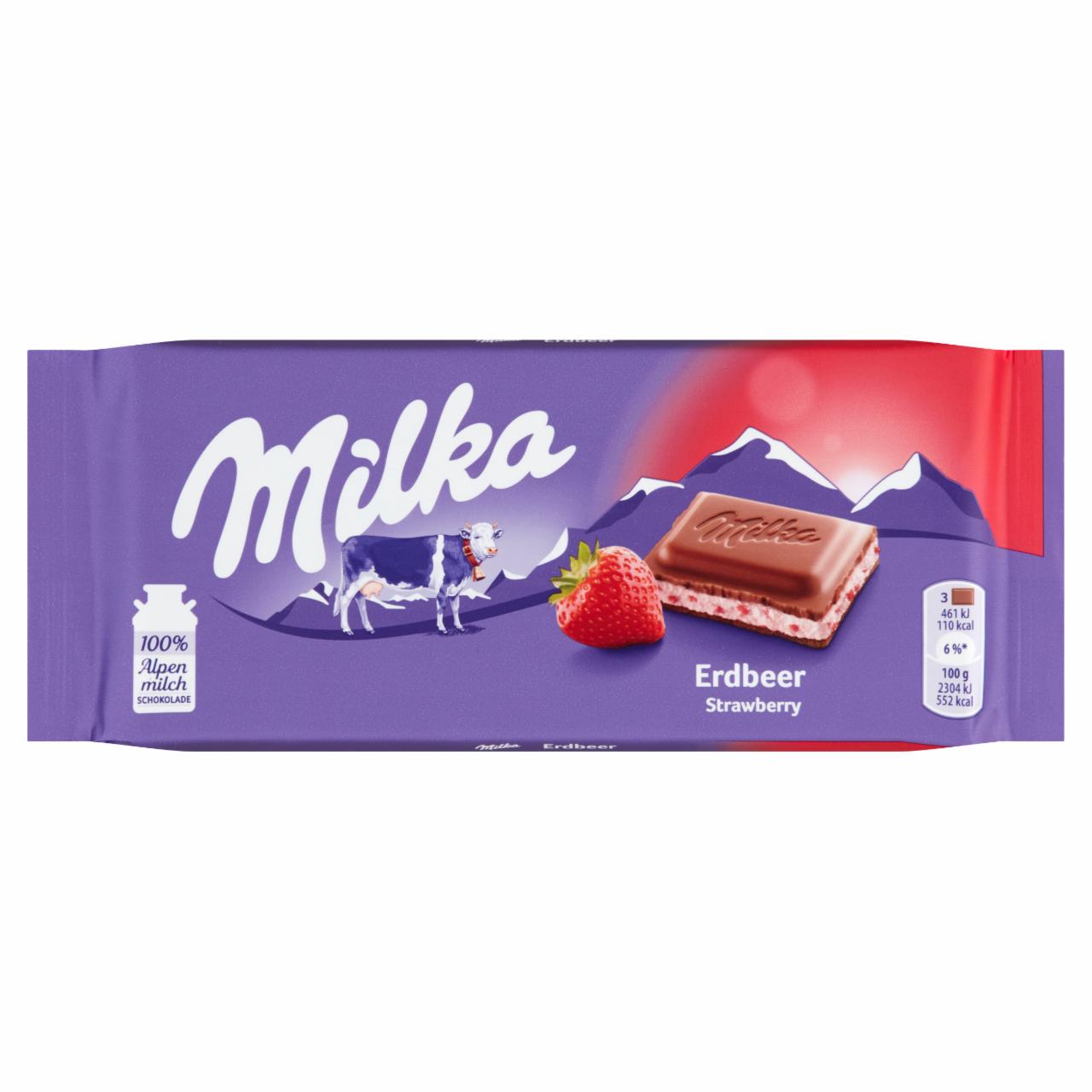 Photo - Milka Alpine Milk Chocolate Filled with Strawberry Flavoured Cream 100 g