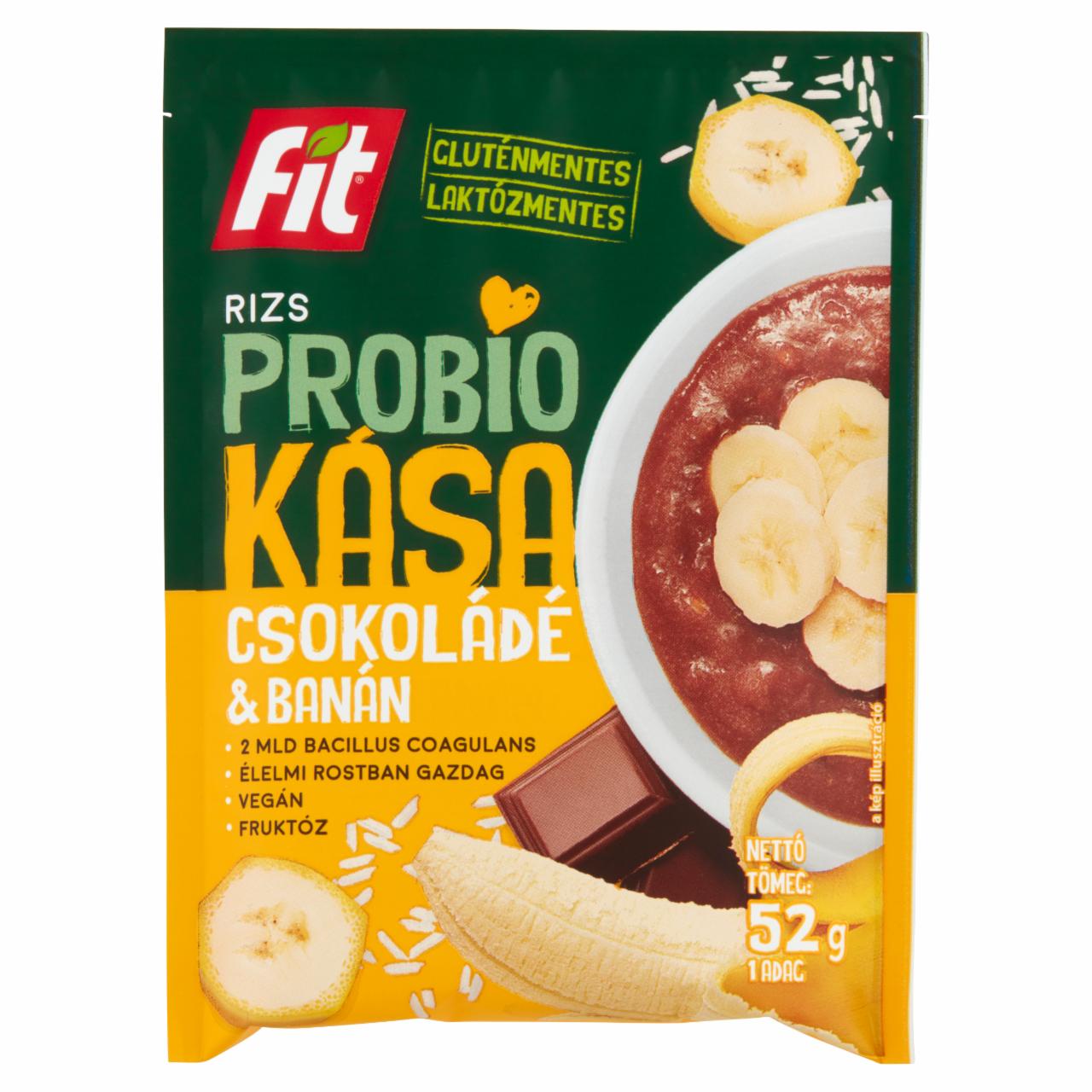 Photo - Fit Probio Kása Rice Porridge with Live Cultures, Corn Fiber, Fructose, Chocolate and Bananas 52 g